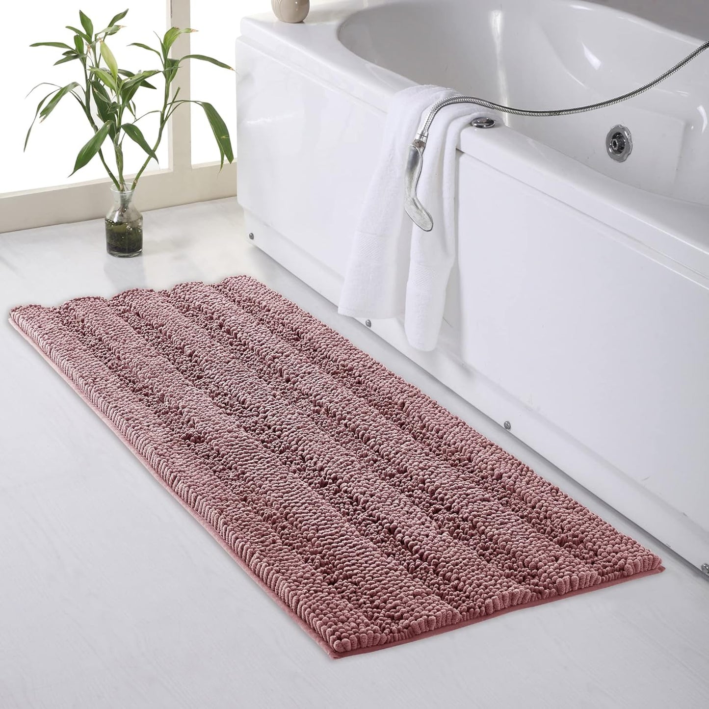 KGORGE Grey Bath Rugs - Soft Large Bathroom Rugs 60" x 24" Farmhouse Floor Cover Water Absorbent Bath Mat Shower Carpet for Toilet Door Way Kitchen Kids Baby, 1 Pc