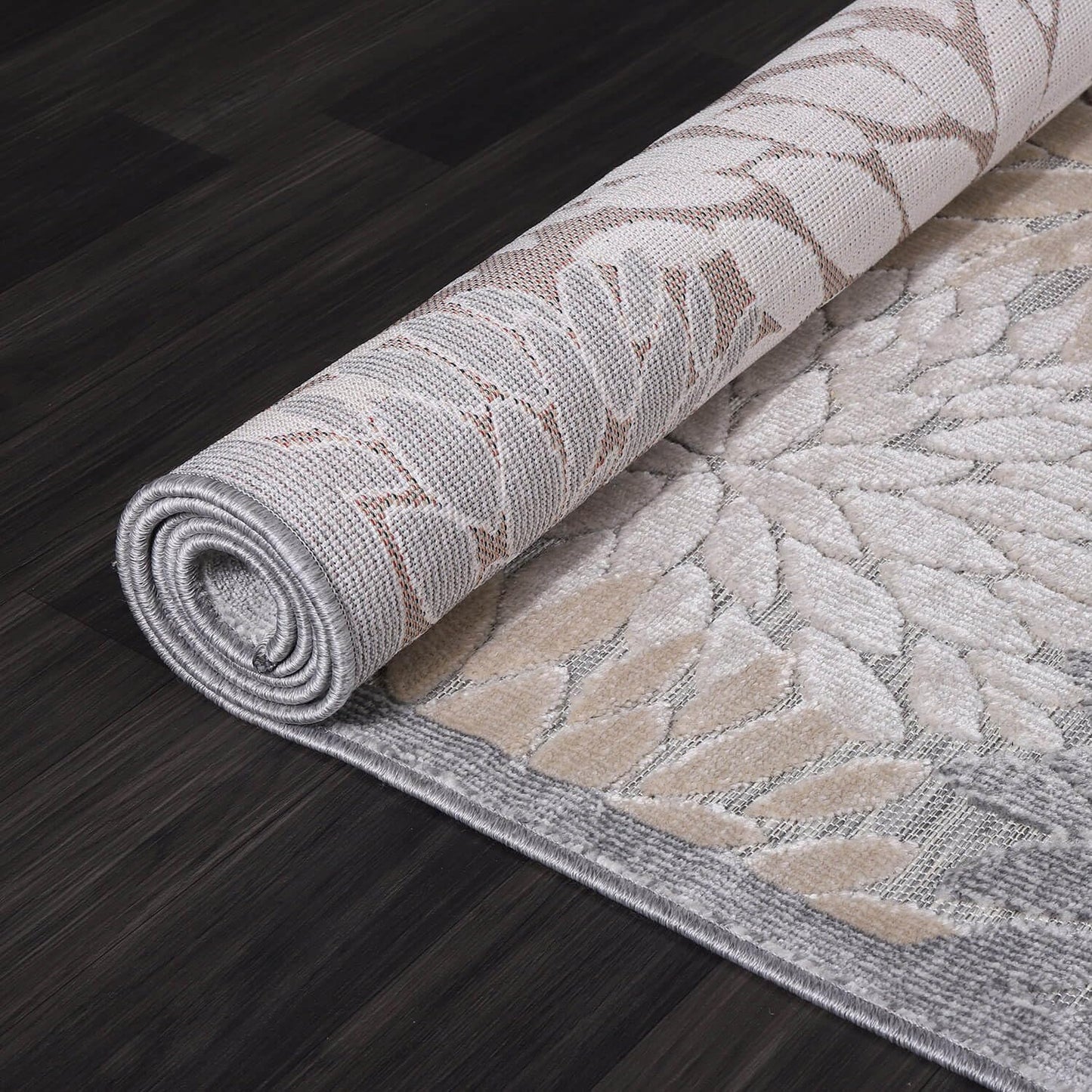 CAMILSON Indoor Outdoor Rug, Beige 5x7 Floral Exotic Tropical Area Rugs for Indoor and Outdoor Patios, Easy-Cleaning Non-Shedding Living Room, Garden and Kitchen Washable Outside Carpet (5 x 7)