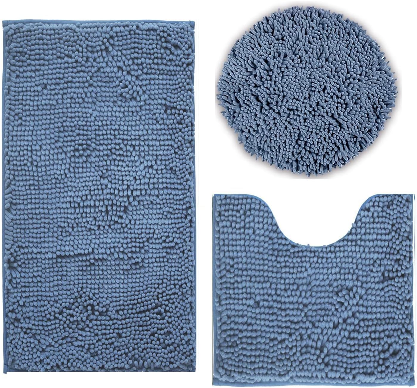 Bathroom Rugs Sets 3 Piece Non Slip,Bath Rugs with PVC Backing Bath Carpet,Bathroom Rug Washable,Absorbent,Plush Carpet Mats,Bath Mats for Bedroom, Kitchen,Tub,Home Decor (Lavender)