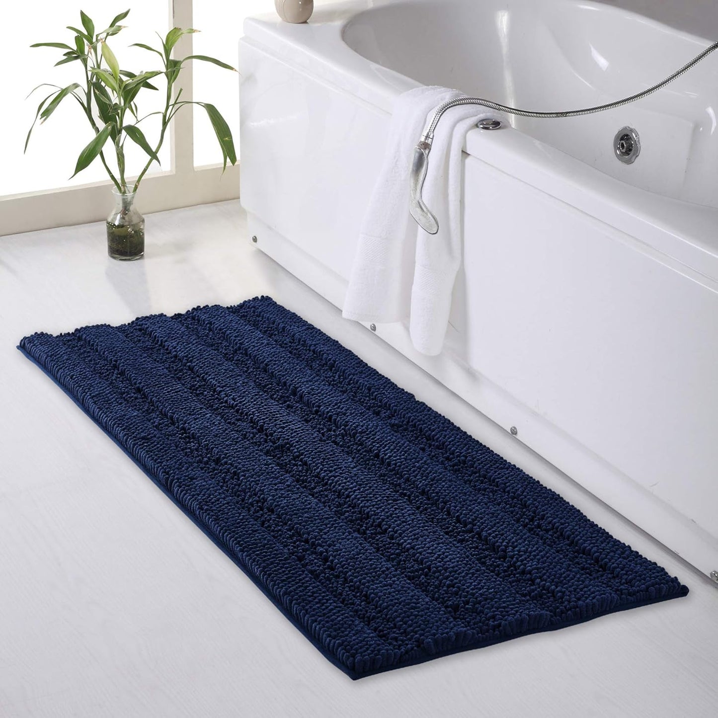 KGORGE Grey Bath Rugs - Soft Large Bathroom Rugs 60" x 24" Farmhouse Floor Cover Water Absorbent Bath Mat Shower Carpet for Toilet Door Way Kitchen Kids Baby, 1 Pc