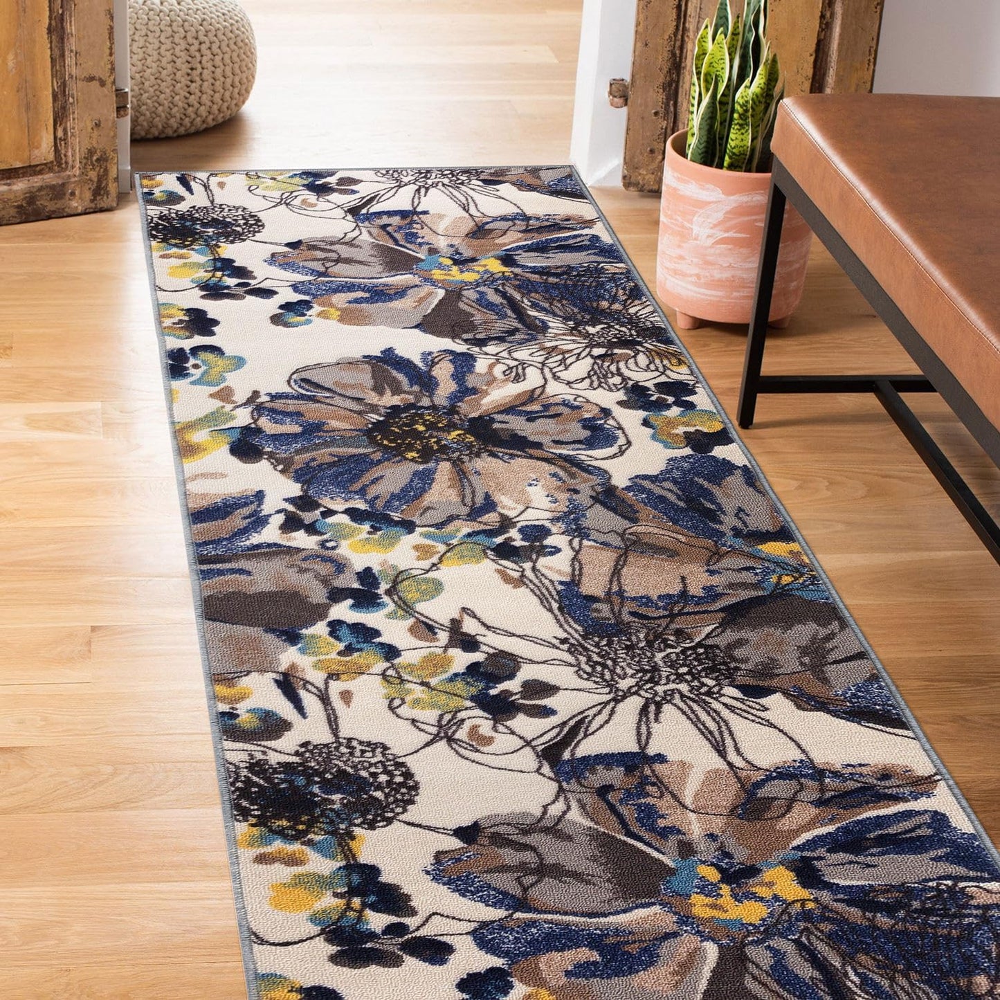 Rugshop Modern Bright Flowers Non-Slip (Non-Skid) Area Rug 8 x 10 (7' 10" x 10') Multi