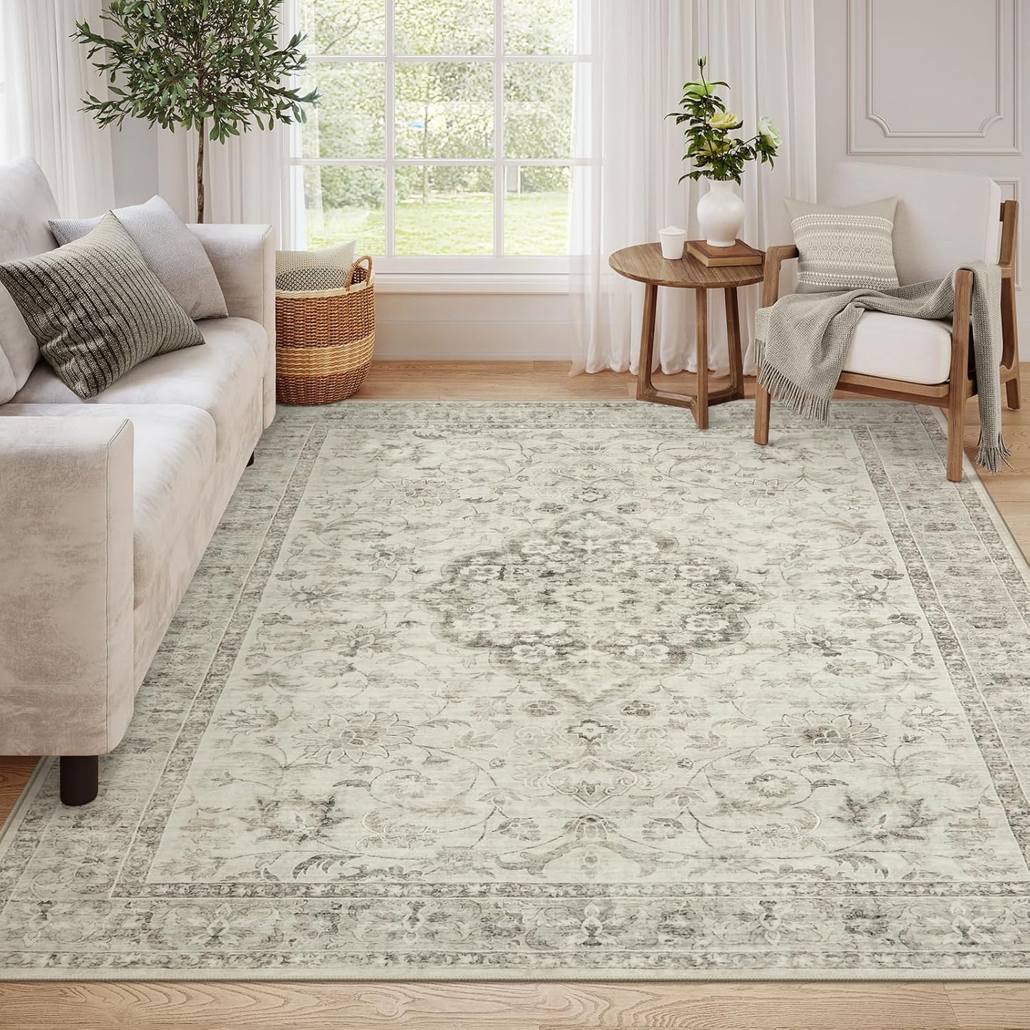 LIVEBOX Washable 2x6 Runner Rug for Bathroom, Non Slip Kitchen Mats for Floor Entryway, Boho Indoor Front Door Mat Low-Pile Runners for Hallways, Farmhouse Rugs for Laundry, Sage Green