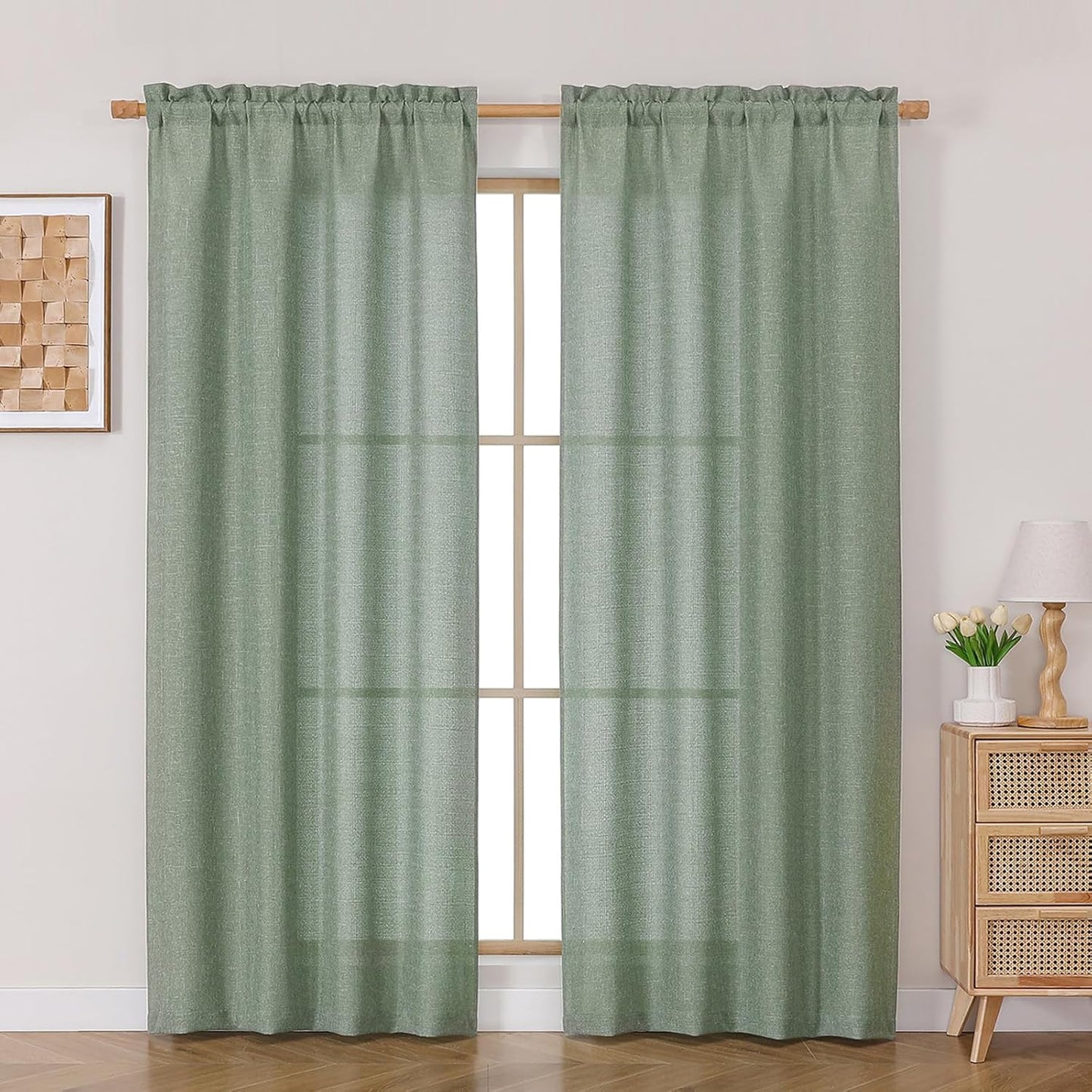 OVZME Light Grey Curtains 63 Inch Length 2 Panels, Faux Linen Textured Semi Light Filtering Drapes, Soft Airy Farmhouse Slub Window Curtains for Living Room Bedroom, Each 40x63 Inches