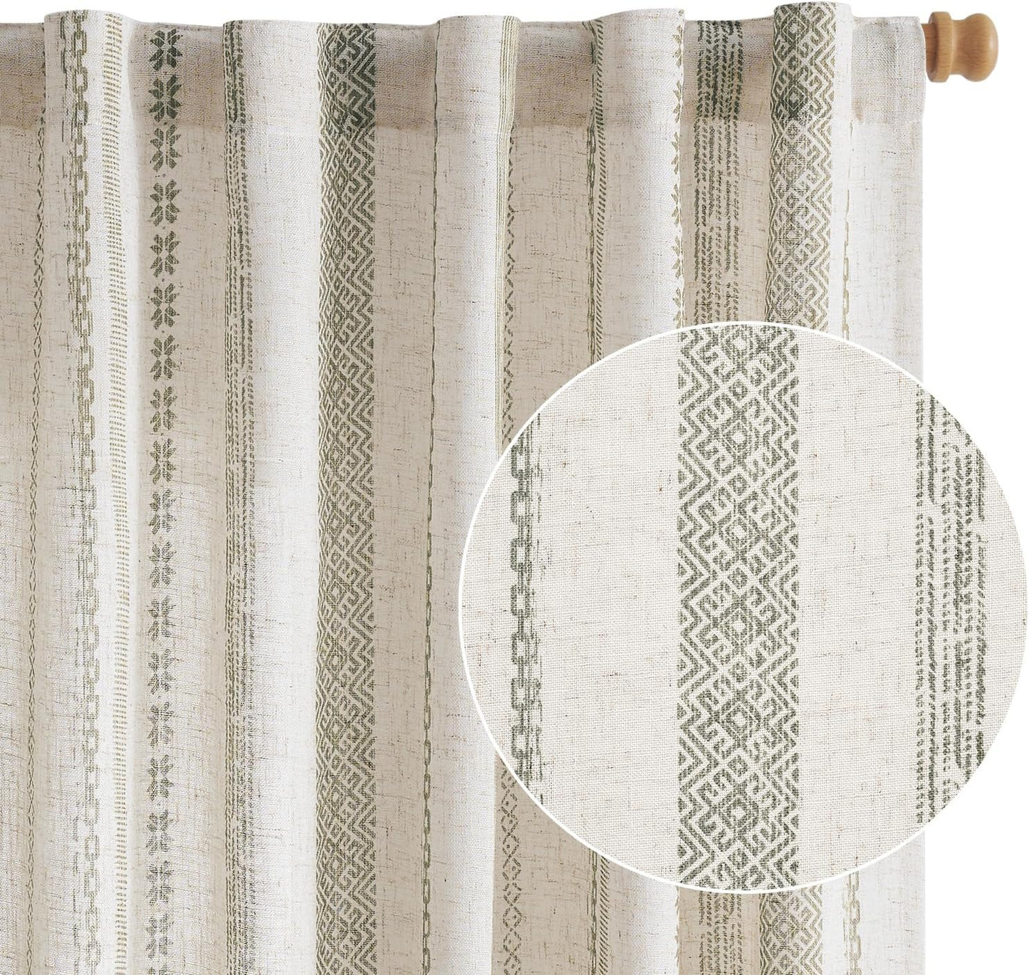jinchan Boho Curtains for Living Room Farmhouse Black Curtains 84 Inch Length 2 Panels for Bedroom Geometric Striped Mudcloth Light Filtering Window Drapes Rod Pocket Black on Beige