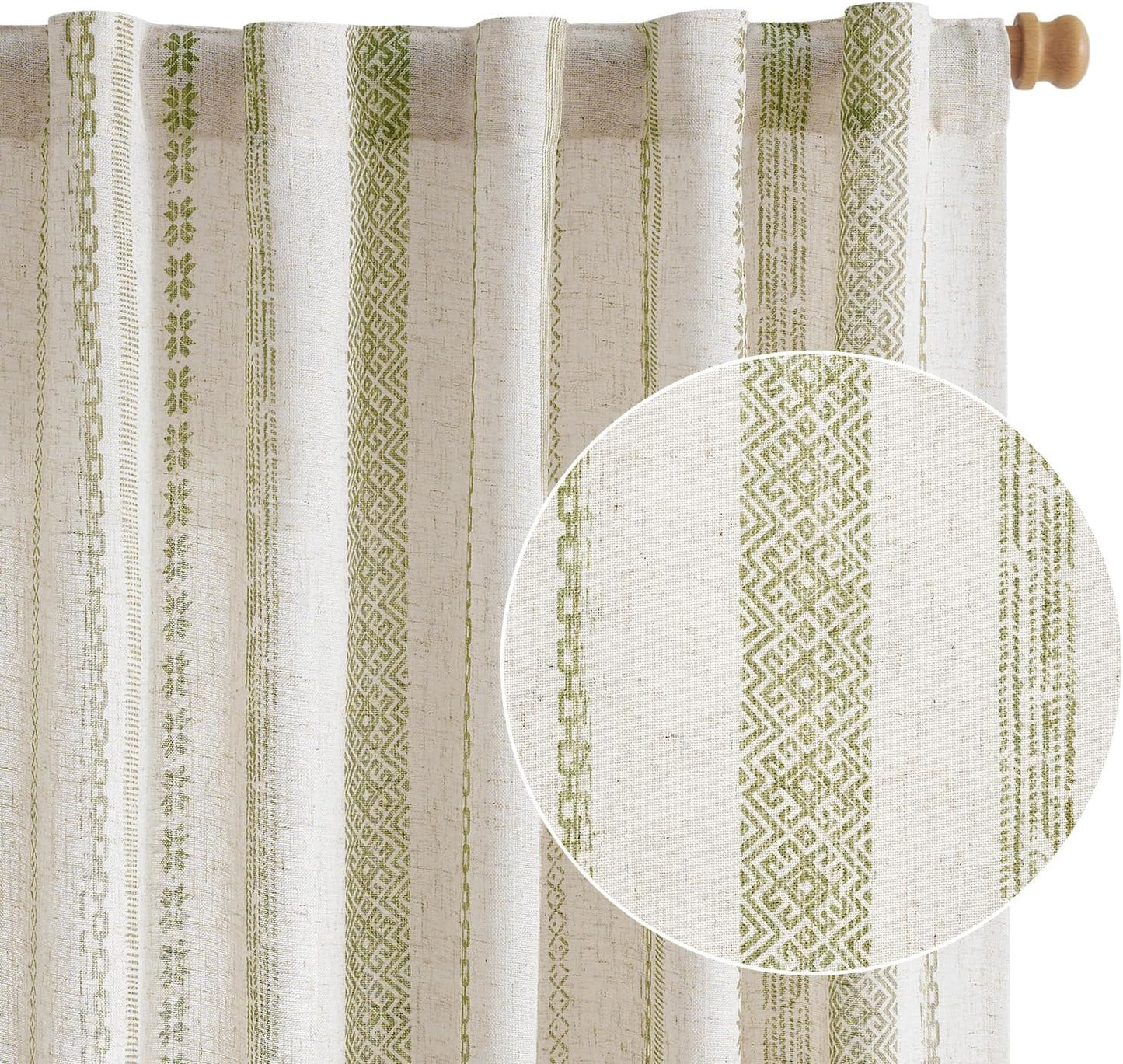 jinchan Boho Curtains for Living Room Farmhouse Black Curtains 84 Inch Length 2 Panels for Bedroom Geometric Striped Mudcloth Light Filtering Window Drapes Rod Pocket Black on Beige