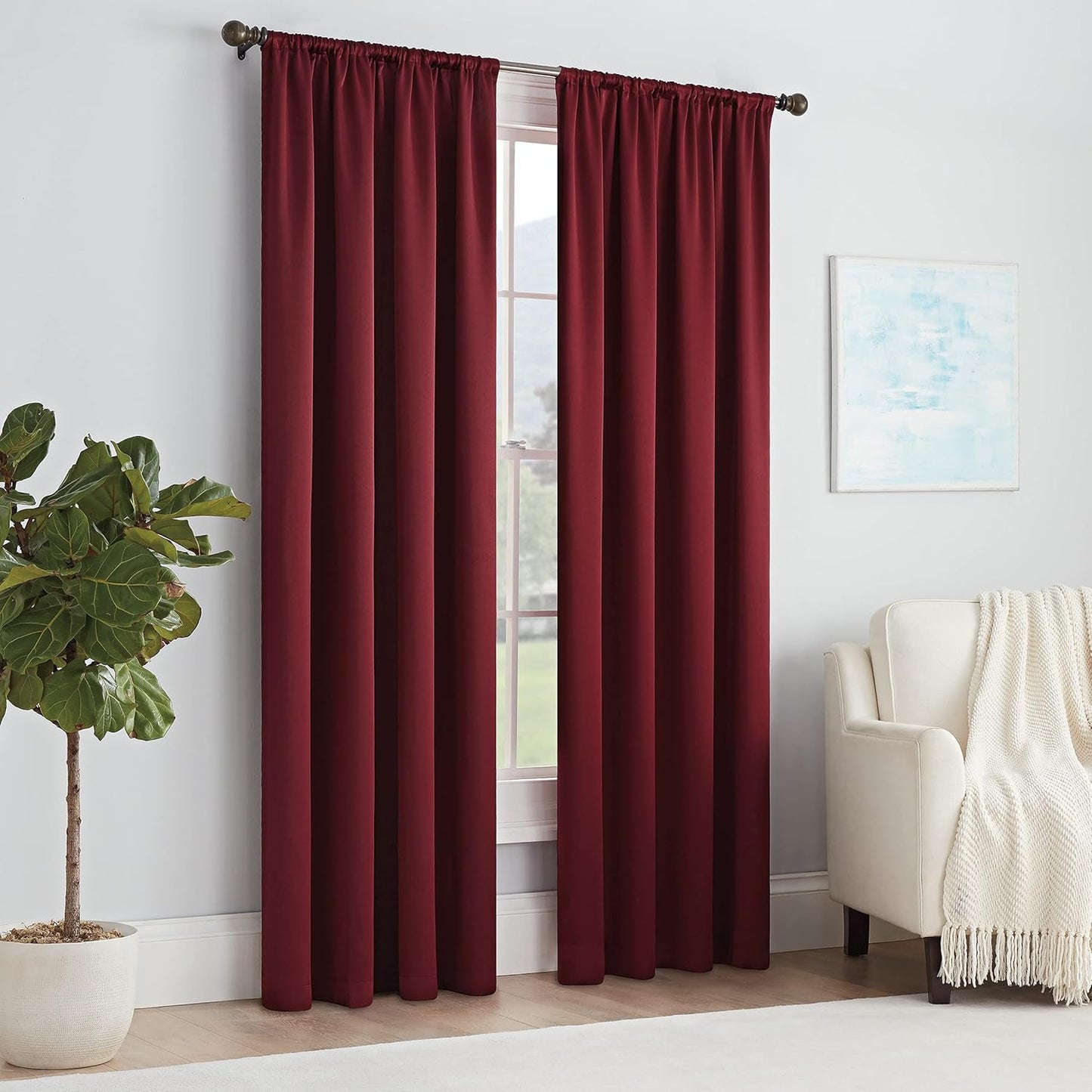 ECLIPSE Solid Thermapanel Modern Room Darkening Rod Pocket Window Curtain for Bedroom (1 Panel), 54 in x 84 in, Taupe
