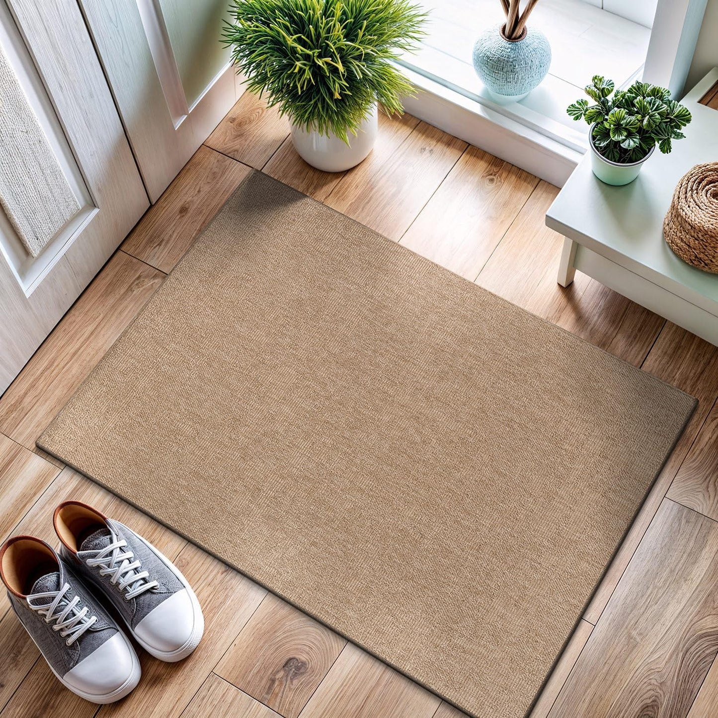 CAMILSON Easy Jute Rug 9x12, Indoor Outdoor Natural Color Fiber Area Rugs for Living Room Patio and Kitchen Rug, Sisal Boho Woven Design, Easy-Cleaning, Washable Outside Carpet Alfombras (9 x 12)