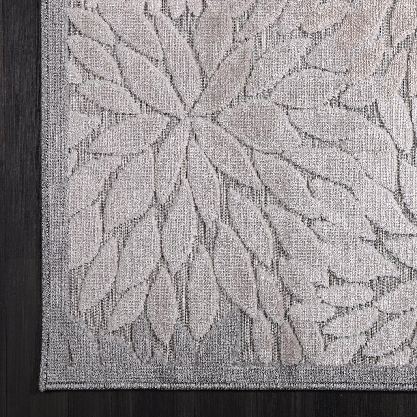CAMILSON Indoor Outdoor Rug, Beige 5x7 Floral Exotic Tropical Area Rugs for Indoor and Outdoor Patios, Easy-Cleaning Non-Shedding Living Room, Garden and Kitchen Washable Outside Carpet (5 x 7)