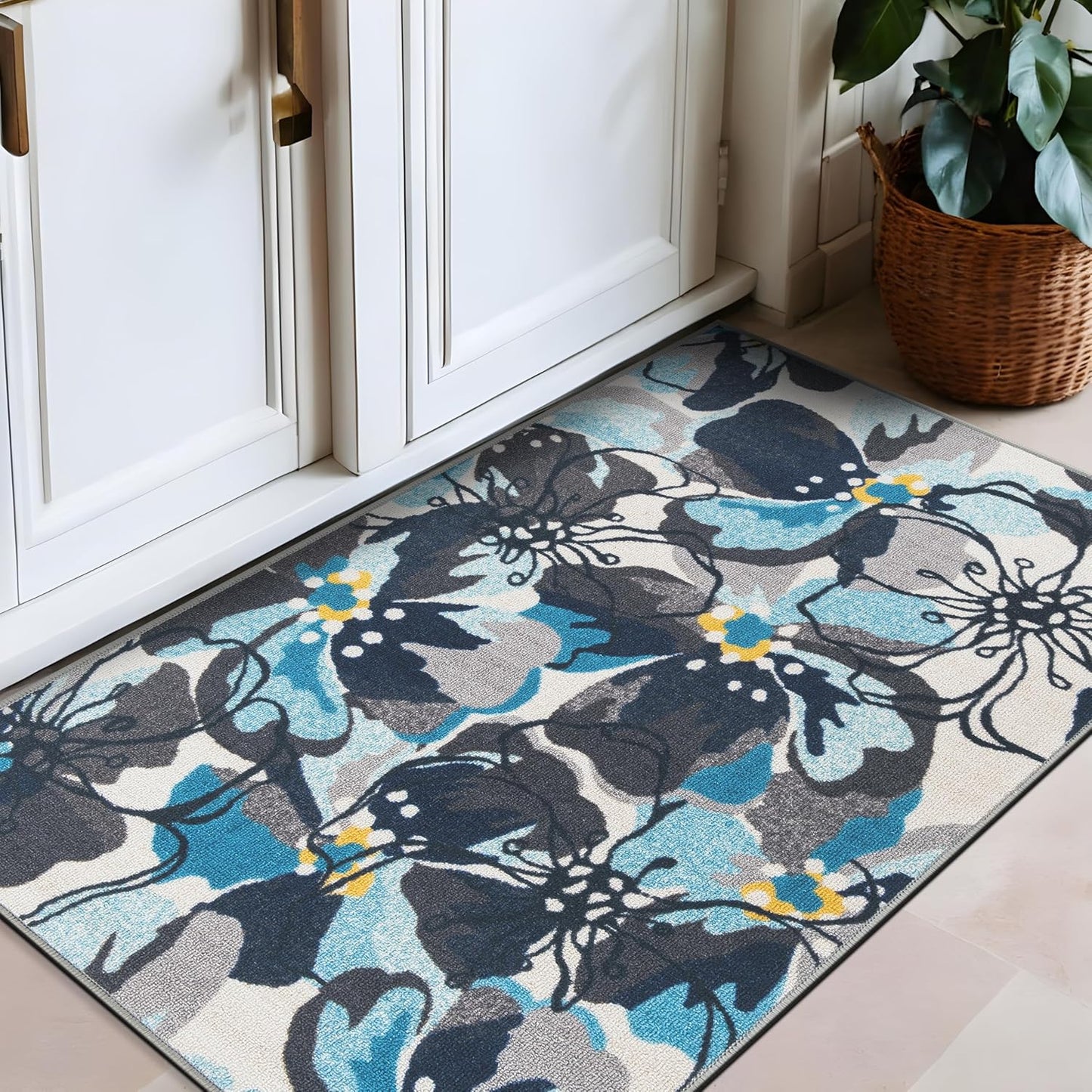 Rugshop Modern Bright Flowers Non-Slip (Non-Skid) Area Rug 8 x 10 (7' 10" x 10') Multi