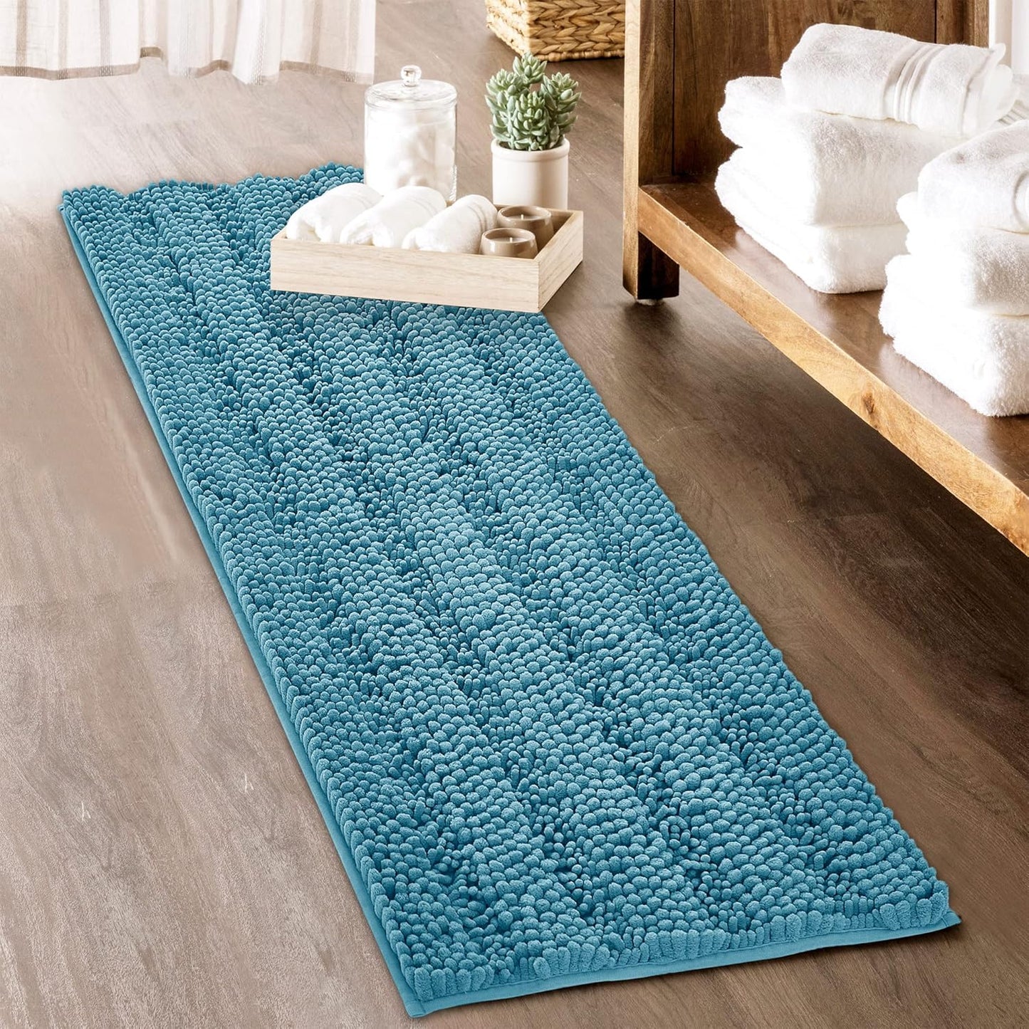 KGORGE Grey Bath Rugs - Soft Large Bathroom Rugs 60" x 24" Farmhouse Floor Cover Water Absorbent Bath Mat Shower Carpet for Toilet Door Way Kitchen Kids Baby, 1 Pc