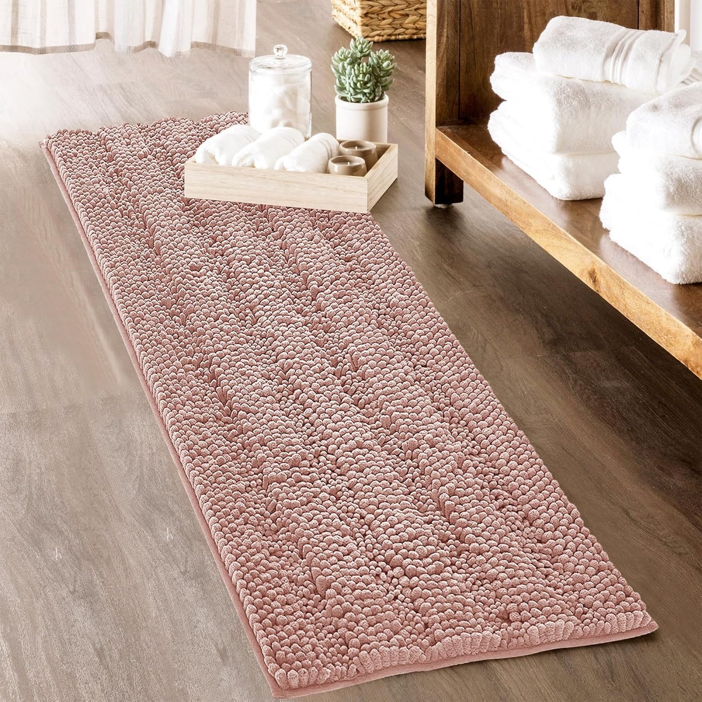 KGORGE Grey Bath Rugs - Soft Large Bathroom Rugs 60" x 24" Farmhouse Floor Cover Water Absorbent Bath Mat Shower Carpet for Toilet Door Way Kitchen Kids Baby, 1 Pc