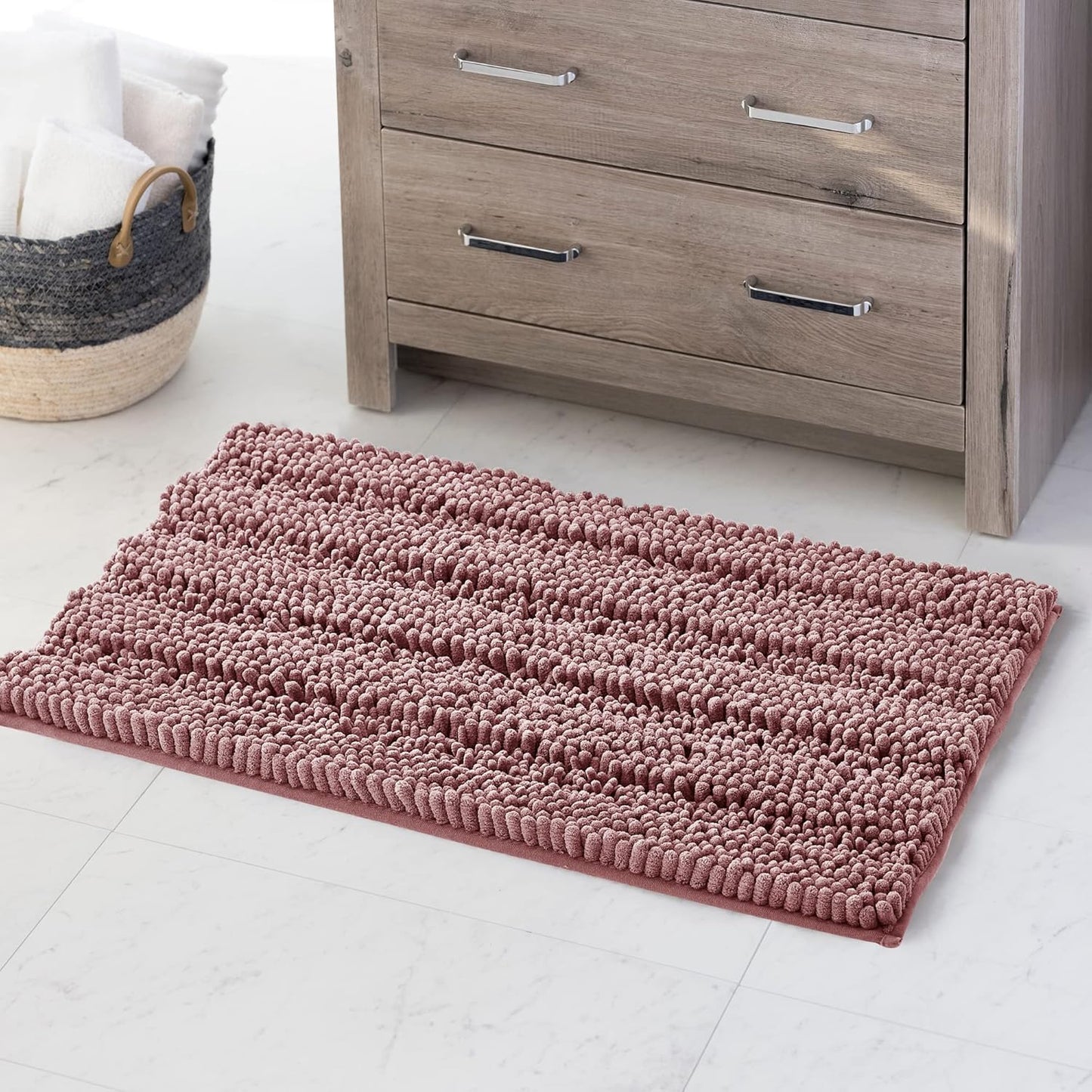 KGORGE Grey Bath Rugs - Soft Large Bathroom Rugs 60" x 24" Farmhouse Floor Cover Water Absorbent Bath Mat Shower Carpet for Toilet Door Way Kitchen Kids Baby, 1 Pc