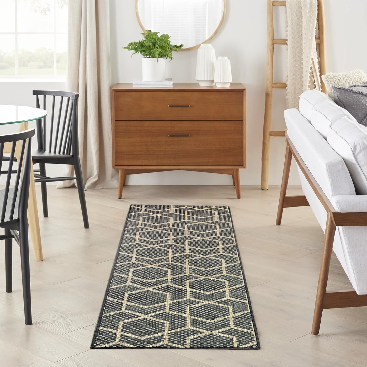 Nourison Horizon Indoor/Outdoor Green 4' x 6' Area Rug - Easy Cleaning, Non Shedding, Bed Room, Living Room, Dining Room, Kitchen (4' x 6')