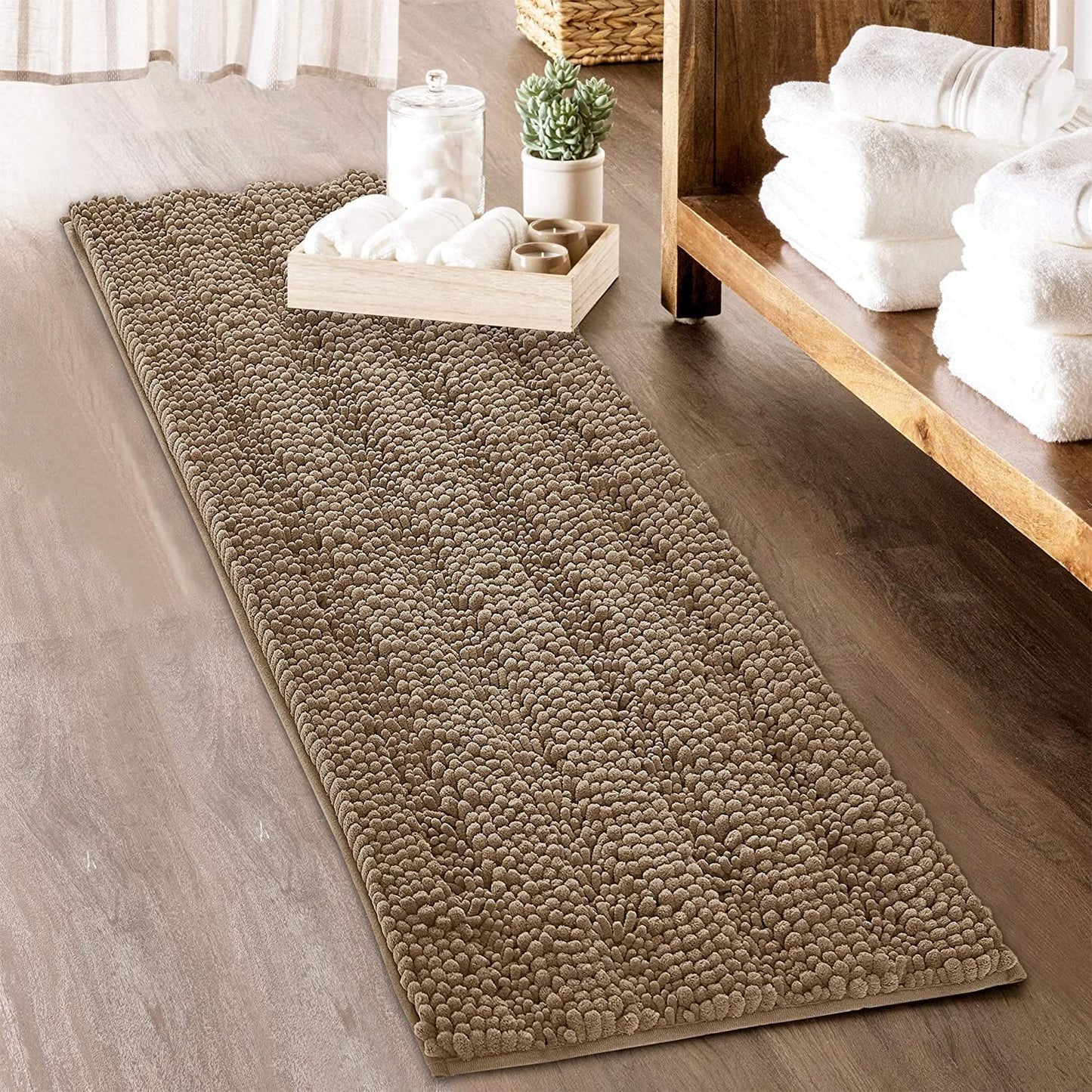 KGORGE Grey Bath Rugs - Soft Large Bathroom Rugs 60" x 24" Farmhouse Floor Cover Water Absorbent Bath Mat Shower Carpet for Toilet Door Way Kitchen Kids Baby, 1 Pc