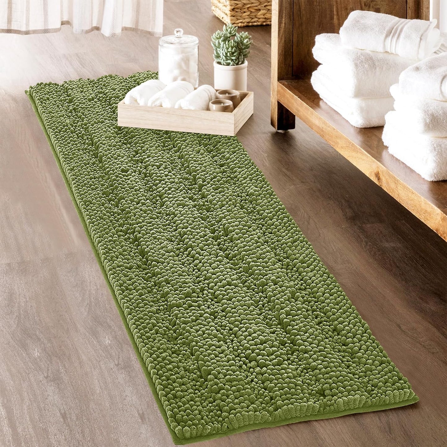 KGORGE Grey Bath Rugs - Soft Large Bathroom Rugs 60" x 24" Farmhouse Floor Cover Water Absorbent Bath Mat Shower Carpet for Toilet Door Way Kitchen Kids Baby, 1 Pc