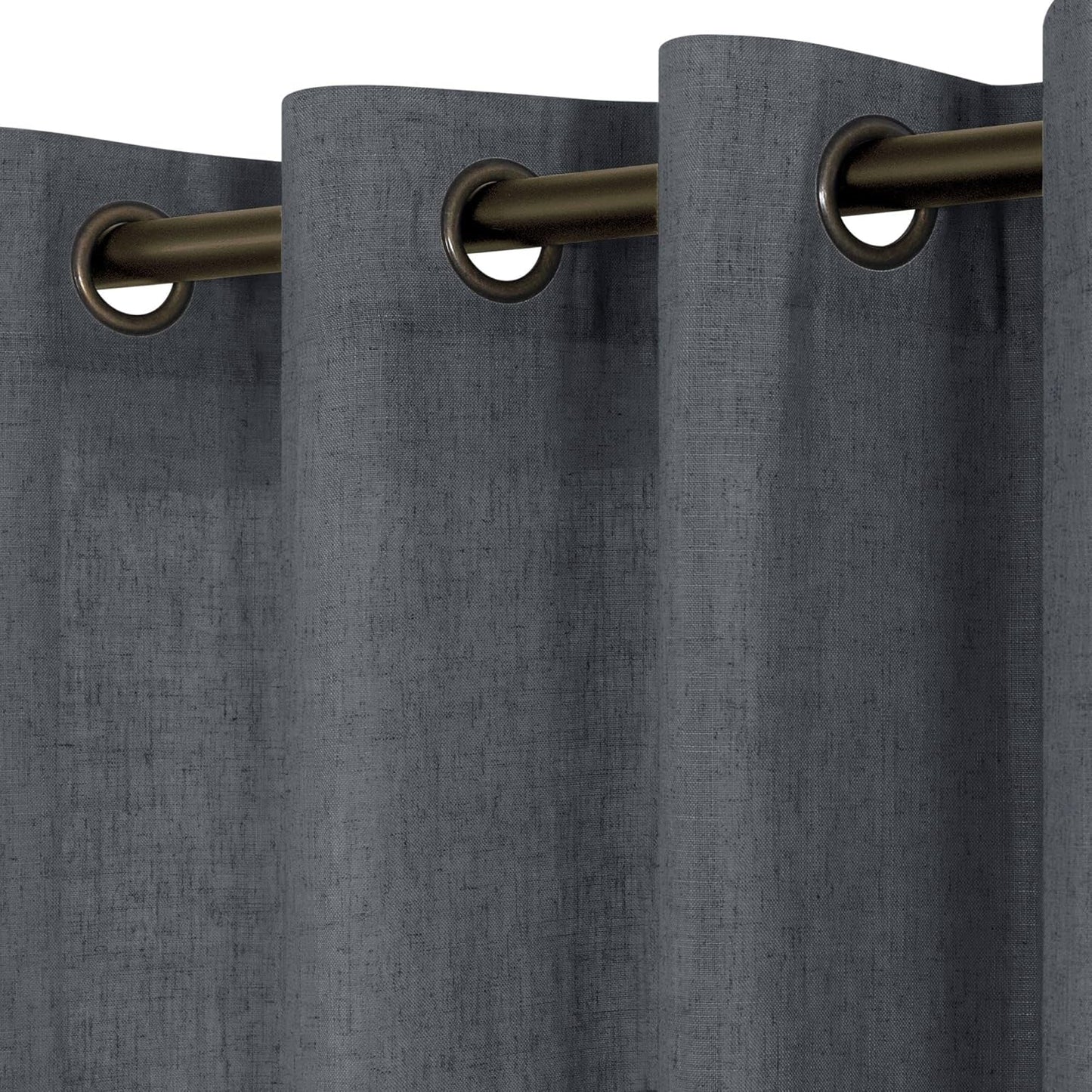 KOUFALL Beige Rustic Country Curtains for Living Room 84 Inches Long Flax Linen Bronze Grommet Tan Sand Color Solid Faux Linen Curtains for Bedroom Sliding Glass Patio Door 2 Panels