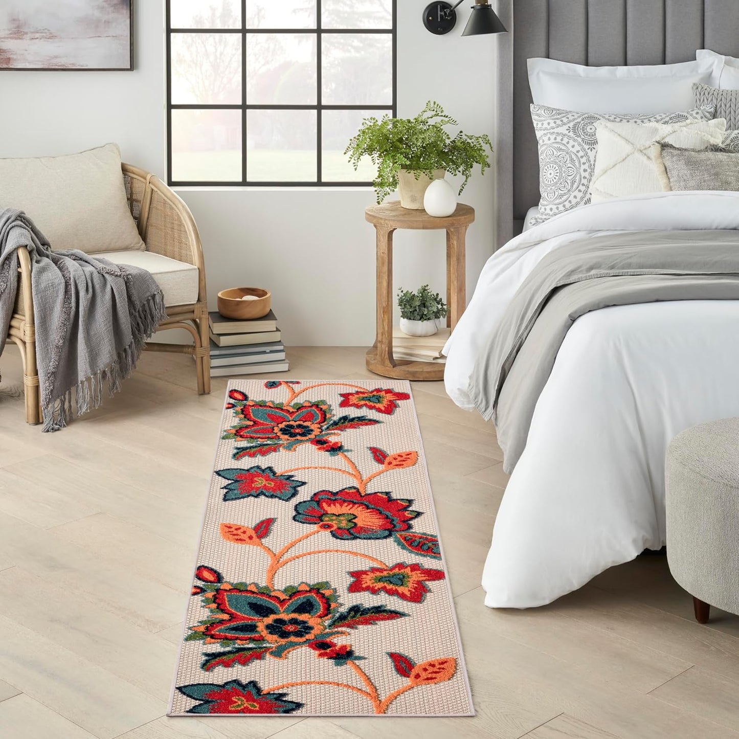 Nourison Home Aloha Indoor/Outdoor Beige 5'3" x 7'5" Area Rug, Easy Cleaning, Non Shedding, Bed Room, Living Room, Dining Room, Kitchen (5x7)