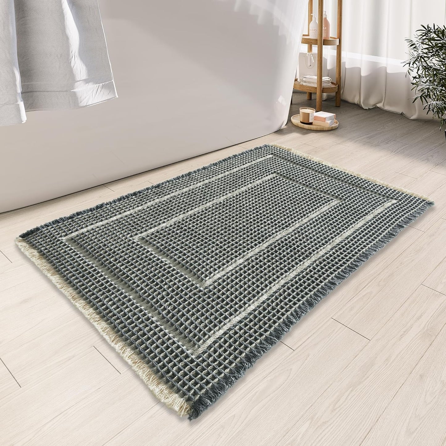 Bathroom Runner Rug Super Absorbent Non Slip Long Bath Mat Machine Washable Boho Bathroom Rugs Quick Dry Rug Runners for Hallway Bedroom Laundry Room,Brown, 2'x 6'(24" x 72")
