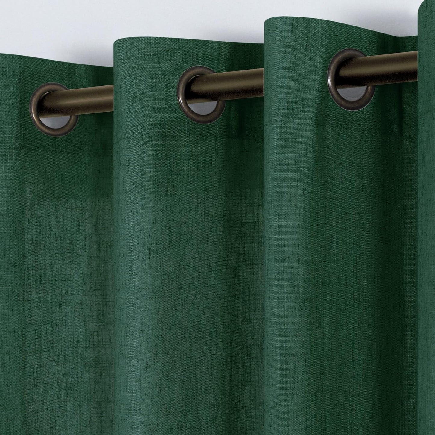 KOUFALL Beige Rustic Country Curtains for Living Room 84 Inches Long Flax Linen Bronze Grommet Tan Sand Color Solid Faux Linen Curtains for Bedroom Sliding Glass Patio Door 2 Panels