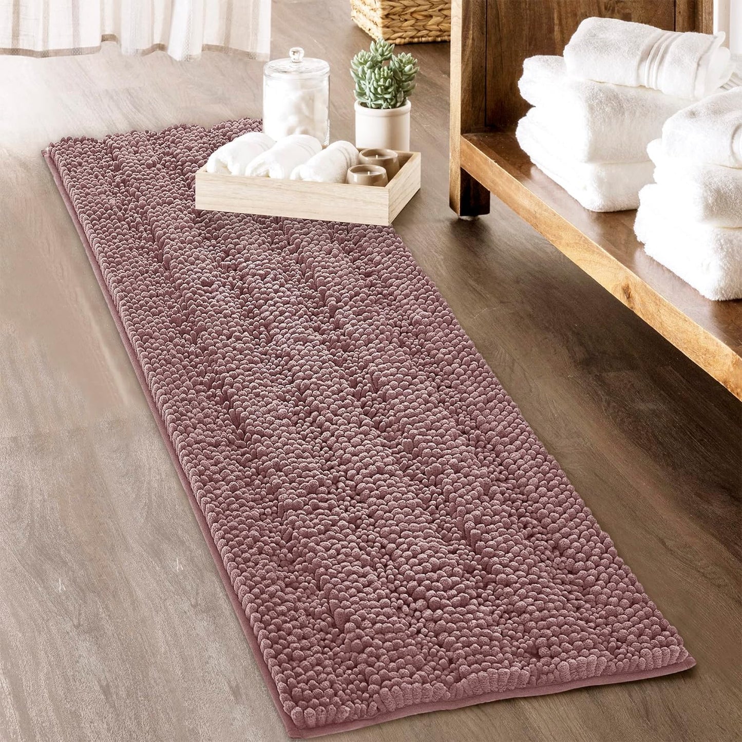 KGORGE Grey Bath Rugs - Soft Large Bathroom Rugs 60" x 24" Farmhouse Floor Cover Water Absorbent Bath Mat Shower Carpet for Toilet Door Way Kitchen Kids Baby, 1 Pc