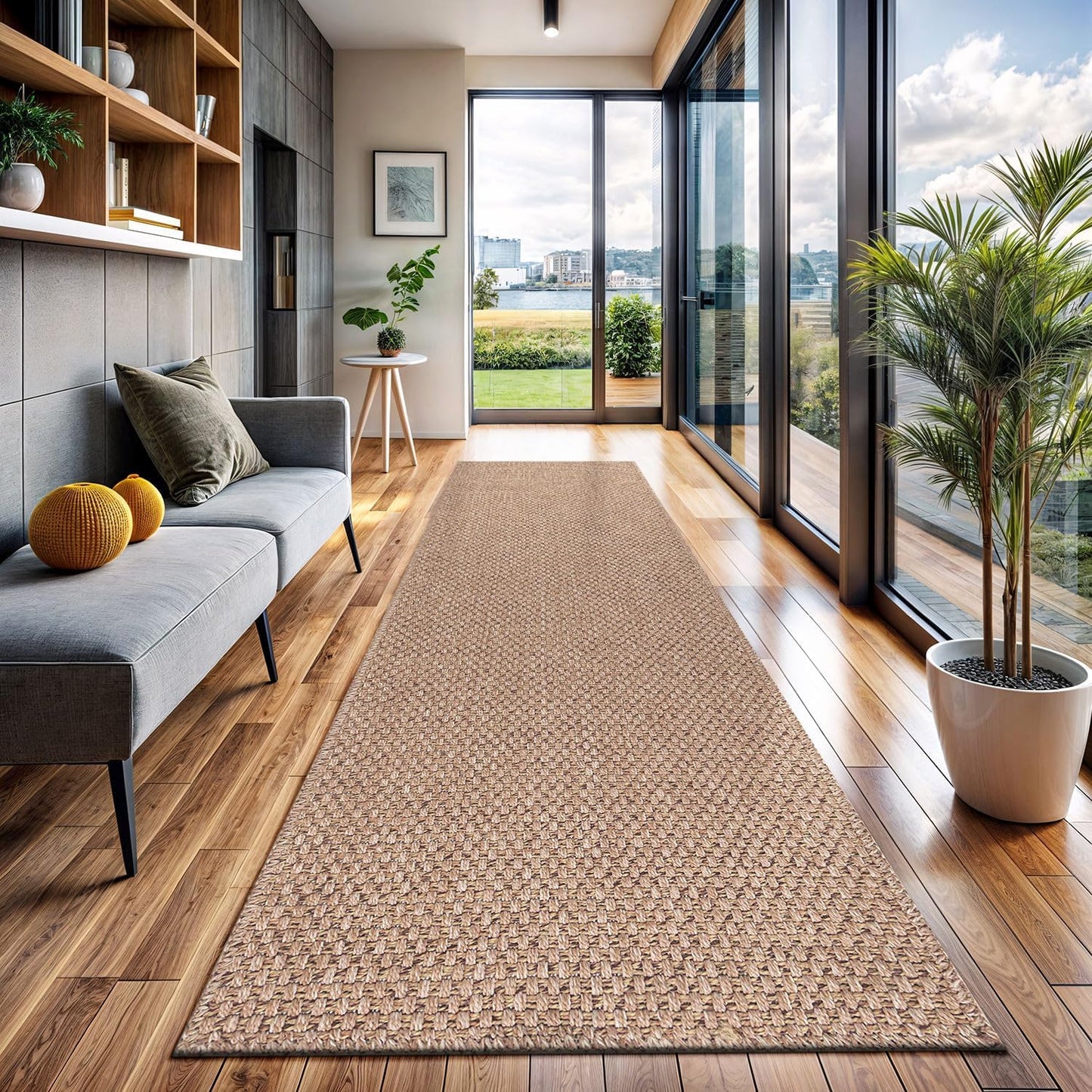 CAMILSON Easy Jute Rug 9x12, Indoor Outdoor Natural Color Fiber Area Rugs for Living Room Patio and Kitchen Rug, Sisal Boho Woven Design, Easy-Cleaning, Washable Outside Carpet Alfombras (9 x 12)