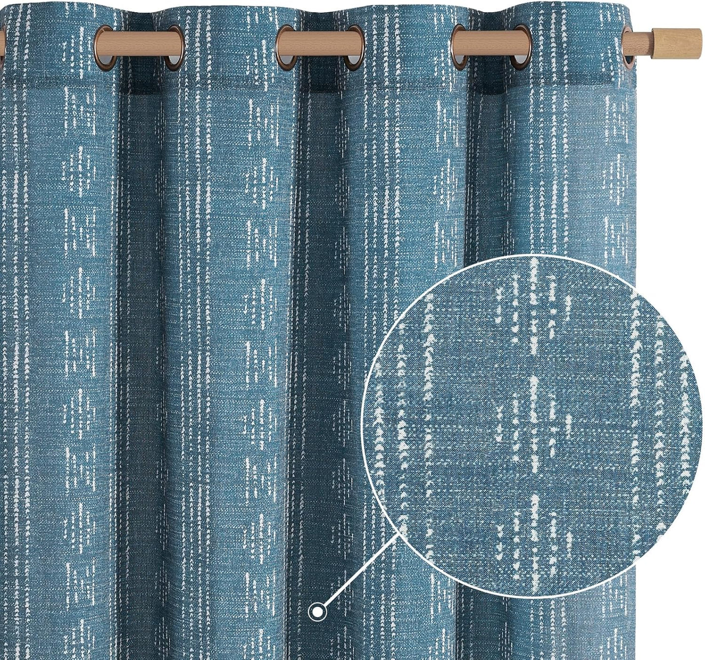 jinchan Boho Curtains for Living Room Farmhouse Black Curtains 84 Inch Length 2 Panels for Bedroom Geometric Striped Mudcloth Light Filtering Window Drapes Rod Pocket Black on Beige