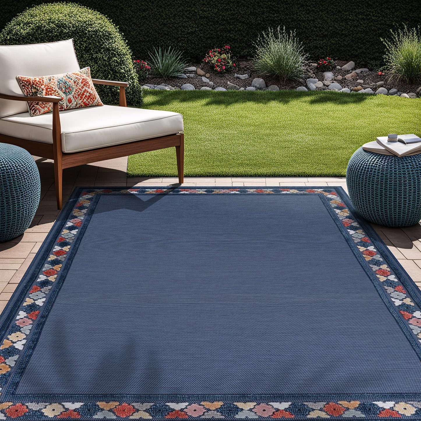 Beverly Rug Outdoor Rug 9x12 Large Modern Floral Tropical Area Rugs for Indoor and Outdoor Patio Easy to Clean Non Shedding Living Room Porch Garden Washable Outside Carpet (9 x 12 Brown)