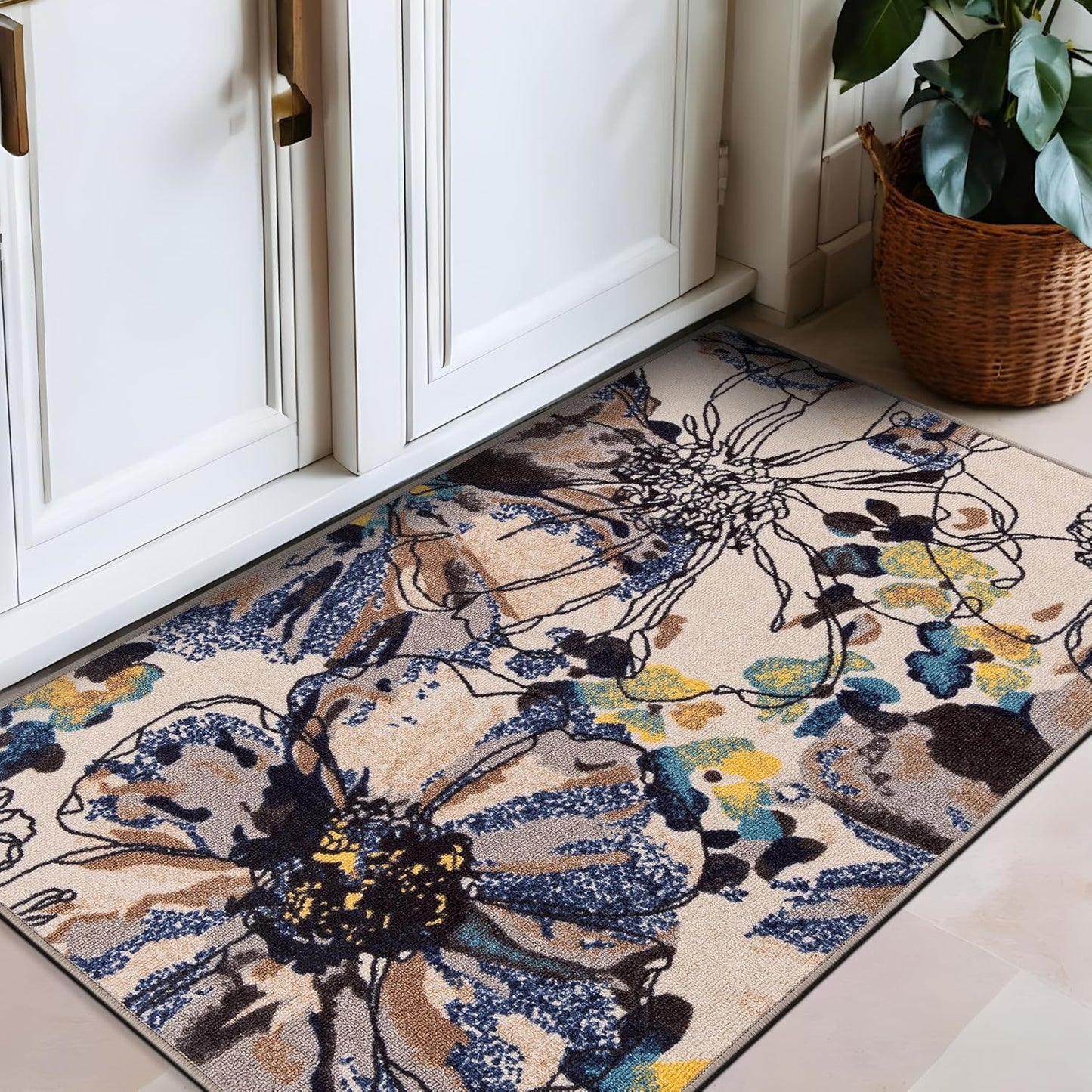 Rugshop Modern Bright Flowers Non-Slip (Non-Skid) Area Rug 8 x 10 (7' 10" x 10') Multi