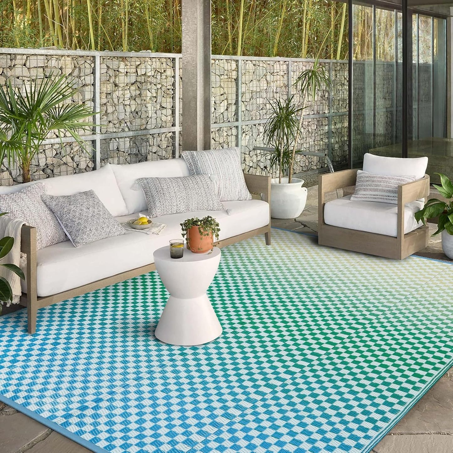 Wonnitar 6x9 Outdoor Rug Waterproof, Reversible Plastic Straw RV Rugs for Camping Outside, Large Portable RV Outdoor Mat Orange Abstract Flower Tent Rug for Camping Garden Picnic (Orange, 6'x9')