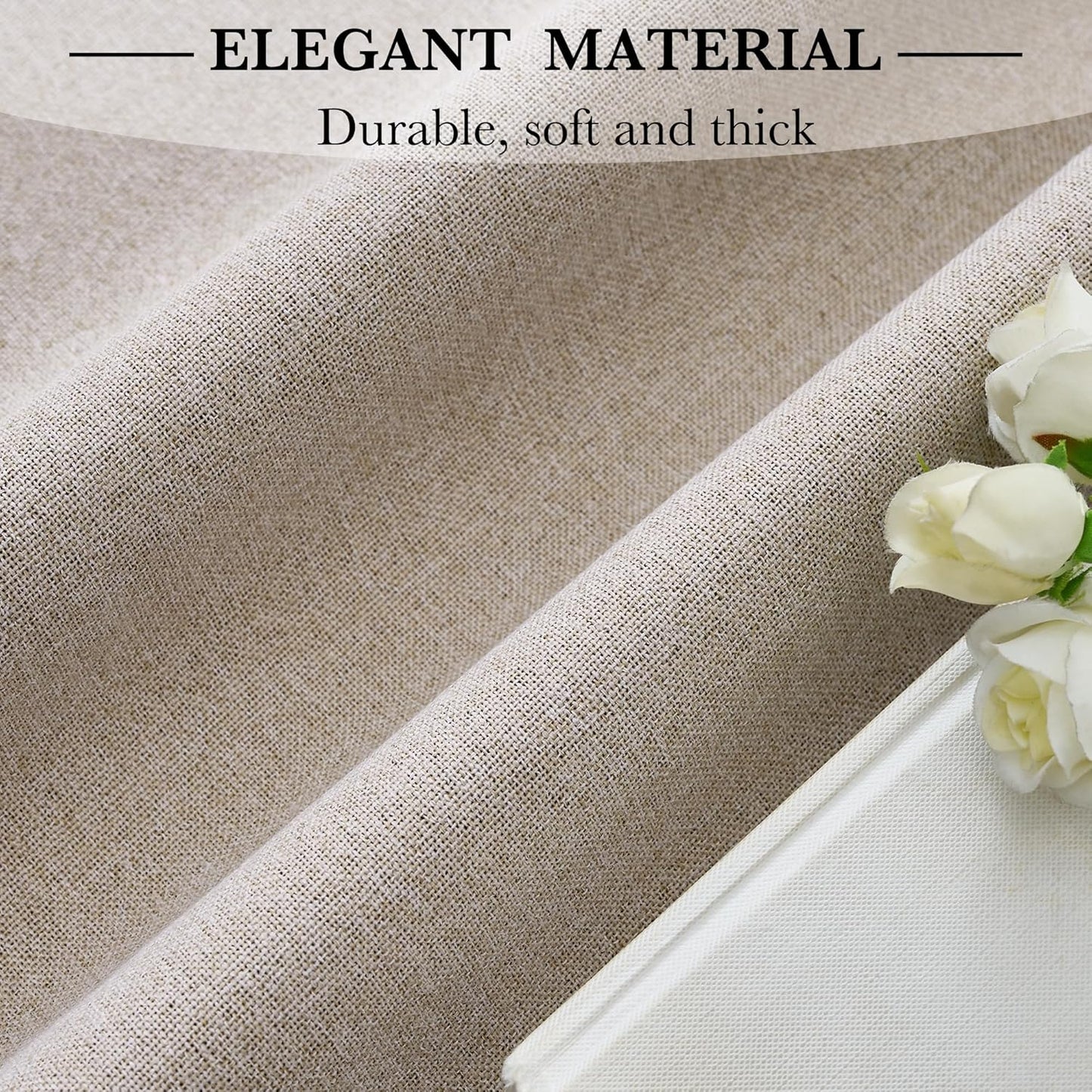 RYB HOME 100% Blackout Linen Curtains for Sliding Glass Doors, Extra Wide Thermal Insulated Privacy Curtains for Bedroom/Patio Door/Living Room/Open Closet, Room Divider, Linen, W100xL84, 1 Panel