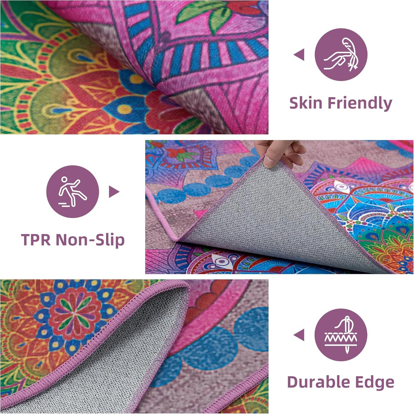 Meditation Indoor Outdoor Rug 5x8 ft Mandala Pattern Rug Boho Style,Yoga Meditation Mat Picnic Rug for Patio Living Room Porch Garden Deck Backyard Easy to Clean Non Shedding Non-Slip