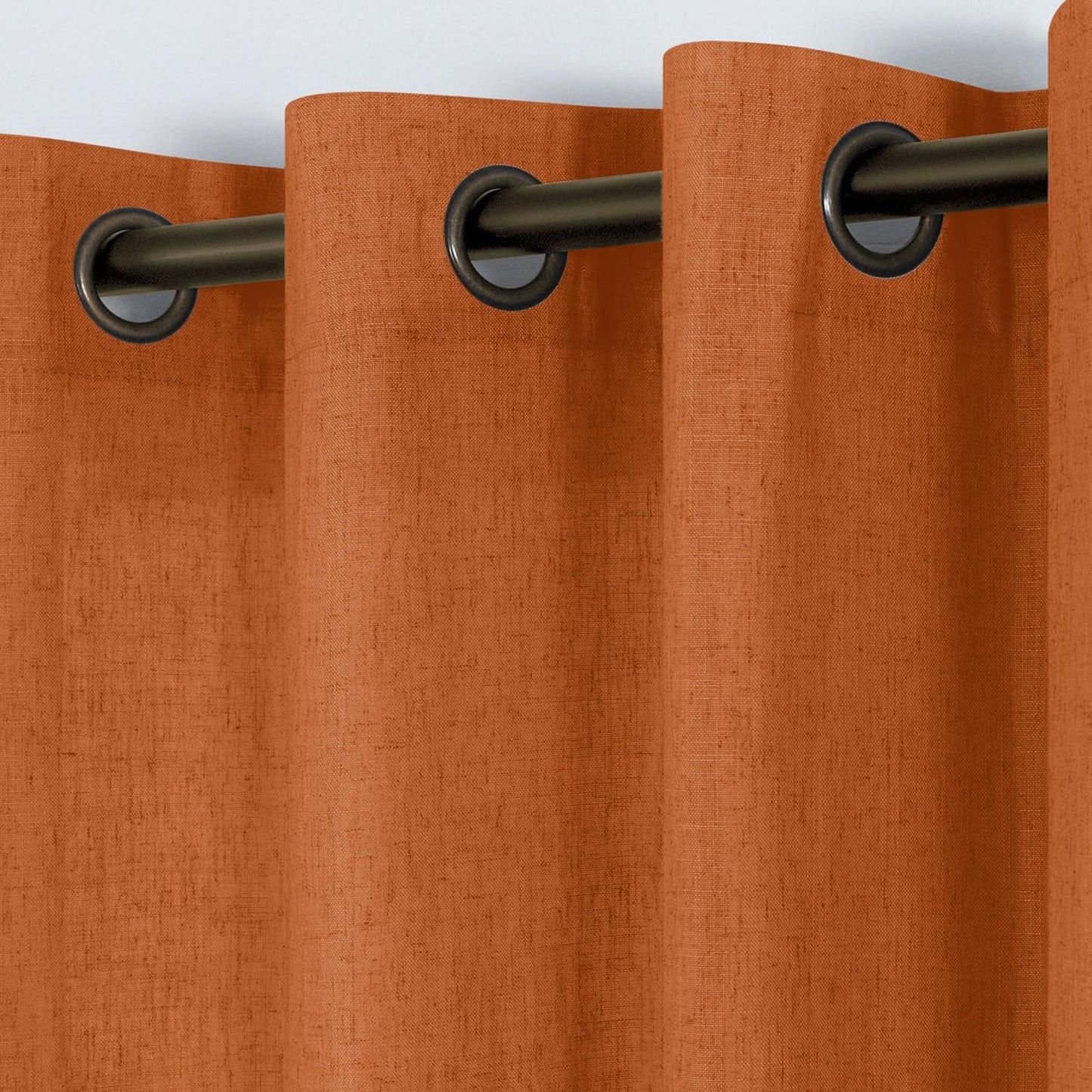 KOUFALL Beige Rustic Country Curtains for Living Room 84 Inches Long Flax Linen Bronze Grommet Tan Sand Color Solid Faux Linen Curtains for Bedroom Sliding Glass Patio Door 2 Panels