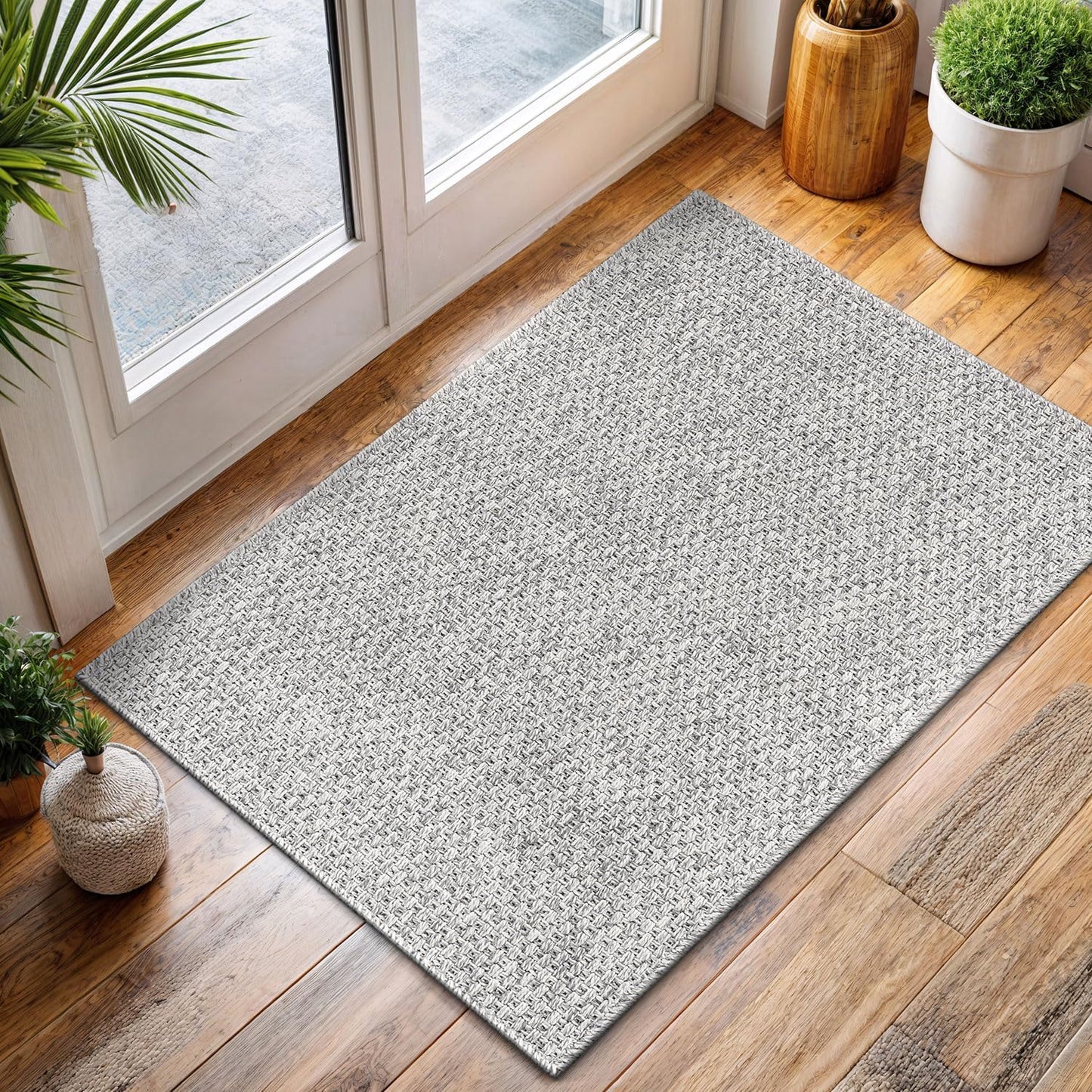 CAMILSON Easy Jute Rug 9x12, Indoor Outdoor Natural Color Fiber Area Rugs for Living Room Patio and Kitchen Rug, Sisal Boho Woven Design, Easy-Cleaning, Washable Outside Carpet Alfombras (9 x 12)
