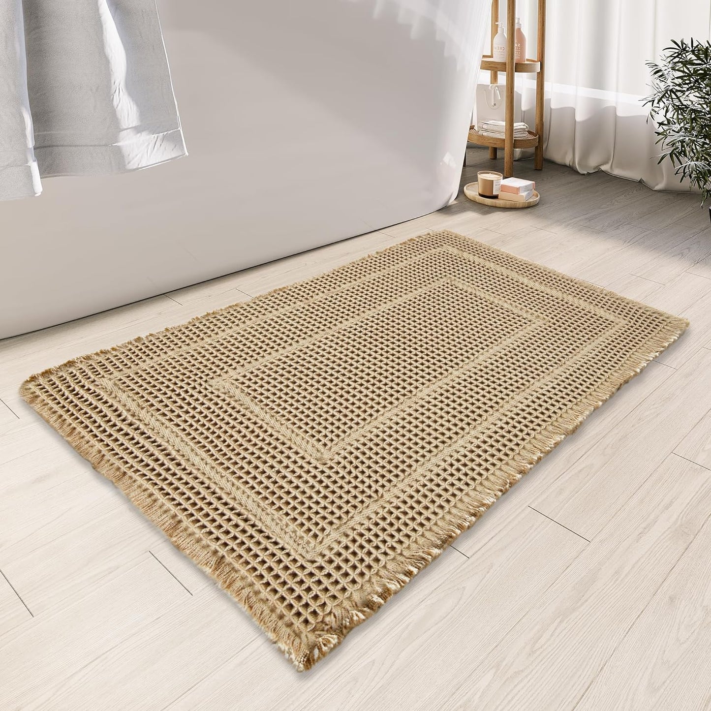 Bathroom Runner Rug Super Absorbent Non Slip Long Bath Mat Machine Washable Boho Bathroom Rugs Quick Dry Rug Runners for Hallway Bedroom Laundry Room,Brown, 2'x 6'(24" x 72")