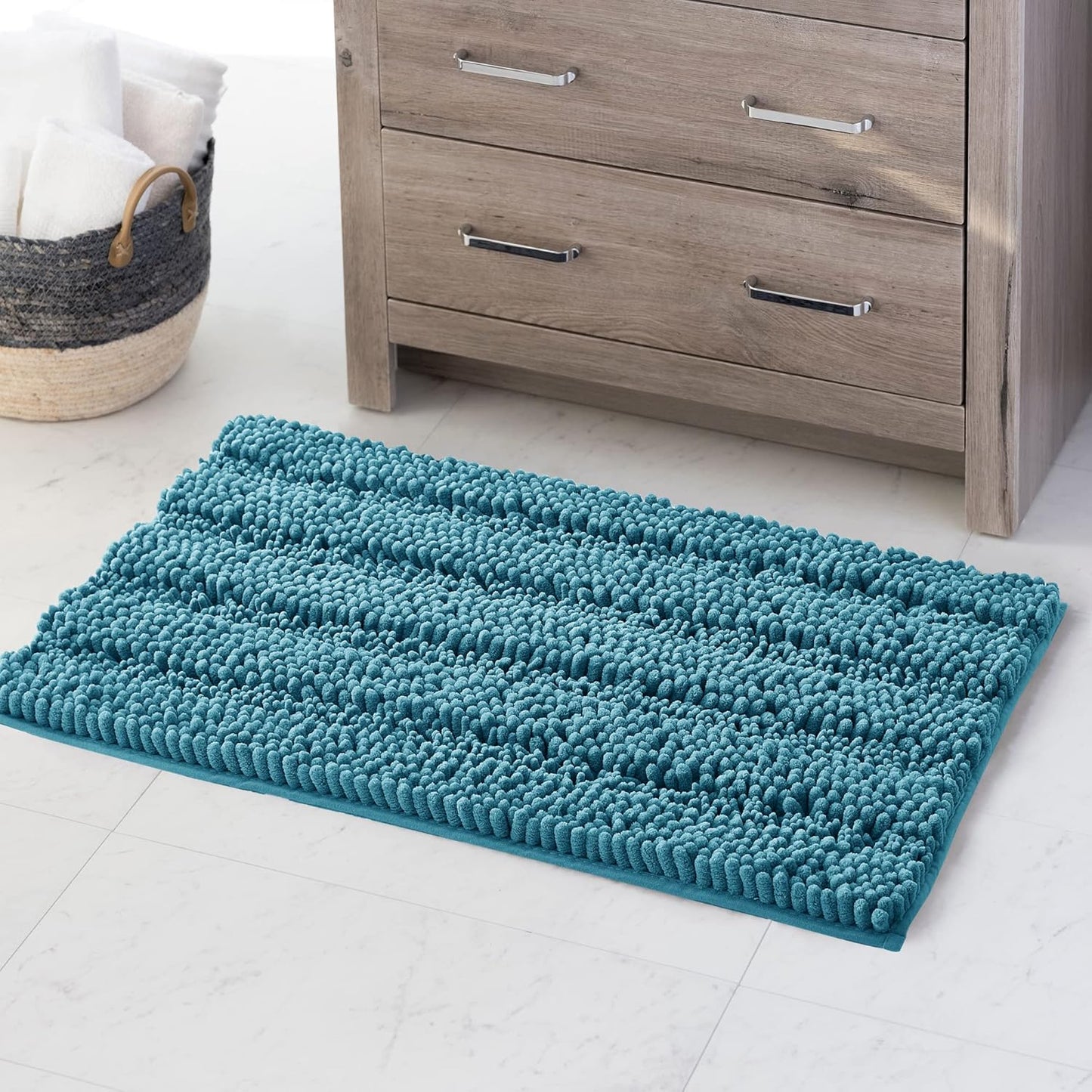 KGORGE Grey Bath Rugs - Soft Large Bathroom Rugs 60" x 24" Farmhouse Floor Cover Water Absorbent Bath Mat Shower Carpet for Toilet Door Way Kitchen Kids Baby, 1 Pc