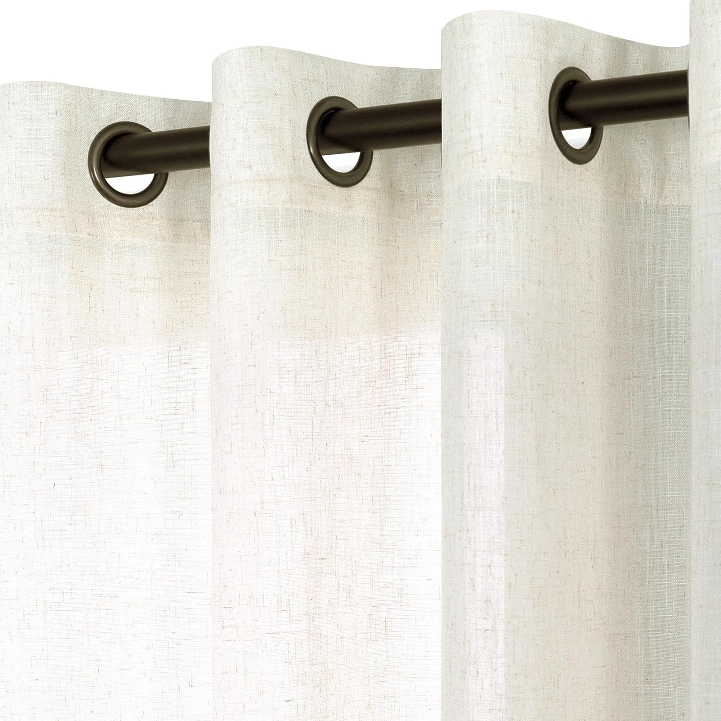 KOUFALL Beige Rustic Country Curtains for Living Room 84 Inches Long Flax Linen Bronze Grommet Tan Sand Color Solid Faux Linen Curtains for Bedroom Sliding Glass Patio Door 2 Panels