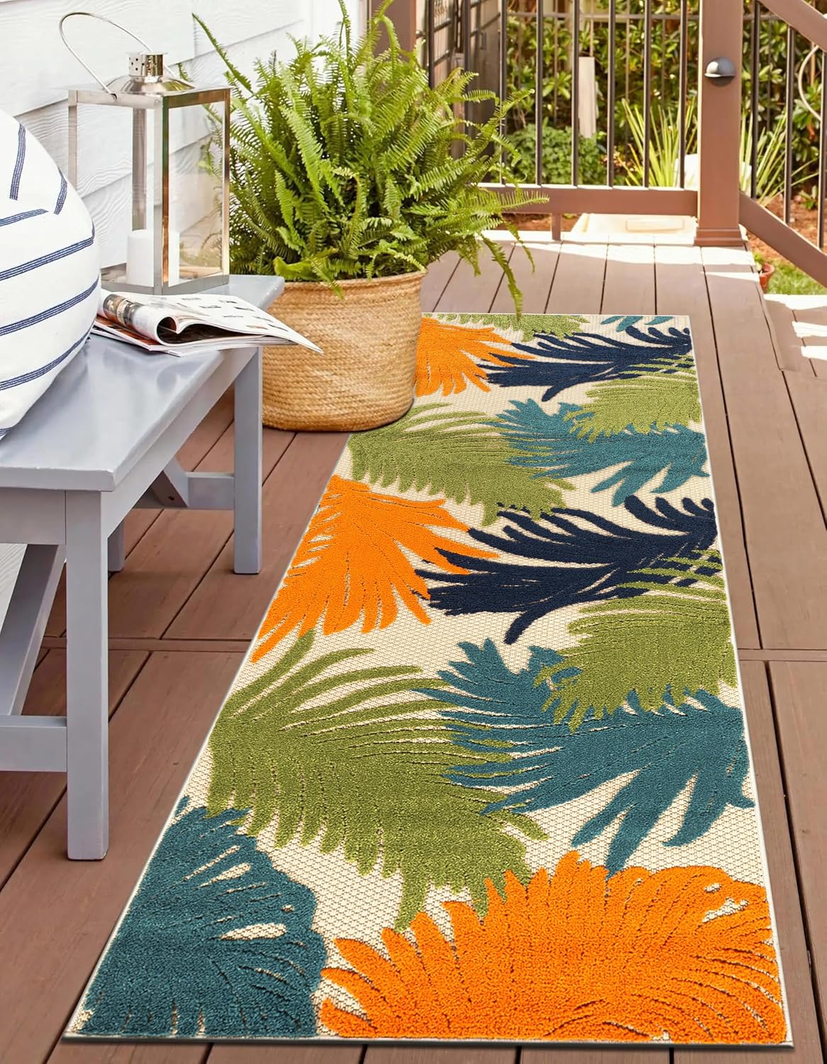 Rugshop Lucca Contemporary Floral Indoor/Outdoor Area Rug 5' x 7' Navy