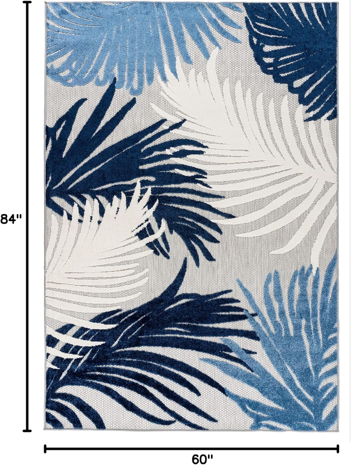 Rugshop Lucca Contemporary Floral Indoor/Outdoor Area Rug 5' x 7' Navy