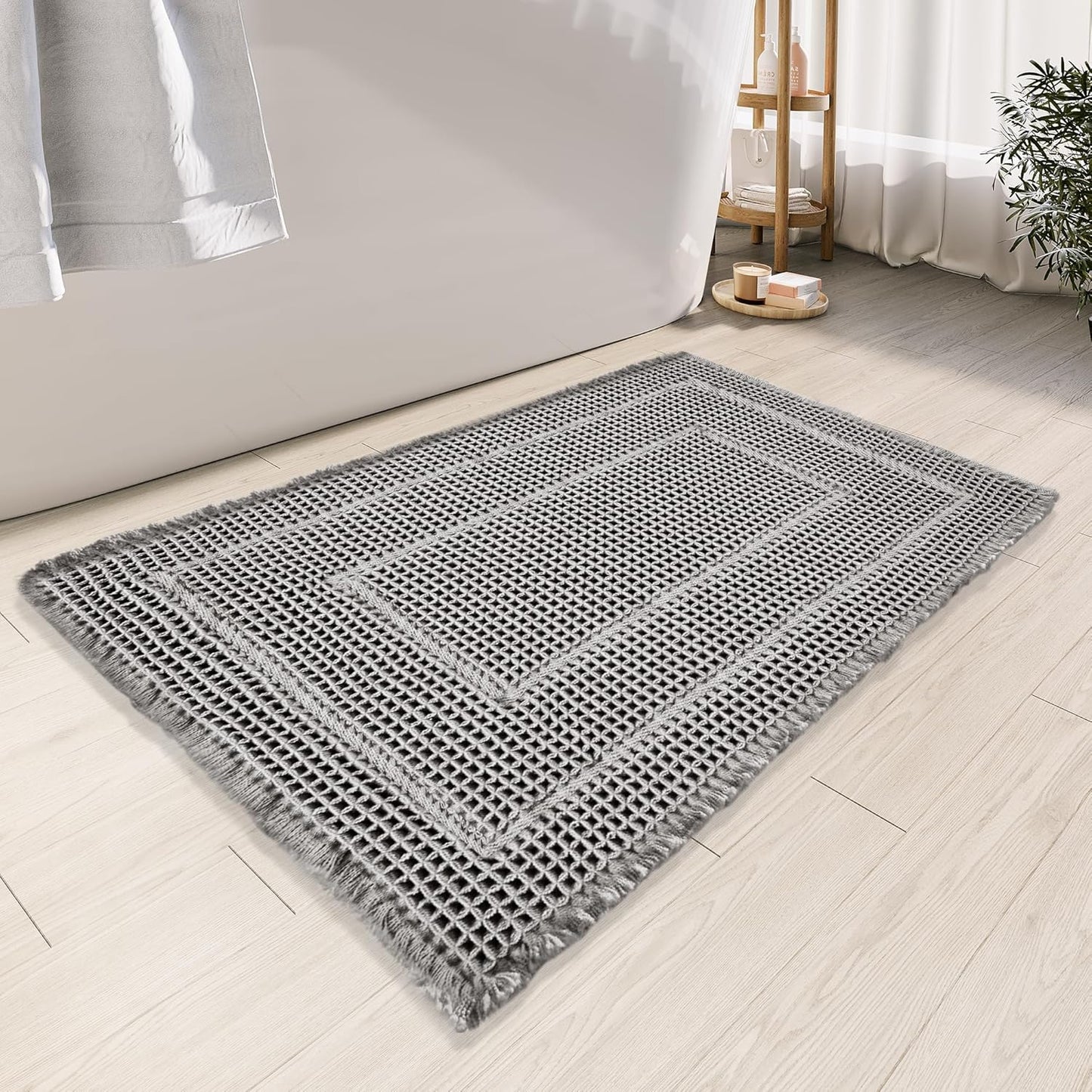 Bathroom Runner Rug Super Absorbent Non Slip Long Bath Mat Machine Washable Boho Bathroom Rugs Quick Dry Rug Runners for Hallway Bedroom Laundry Room,Brown, 2'x 6'(24" x 72")