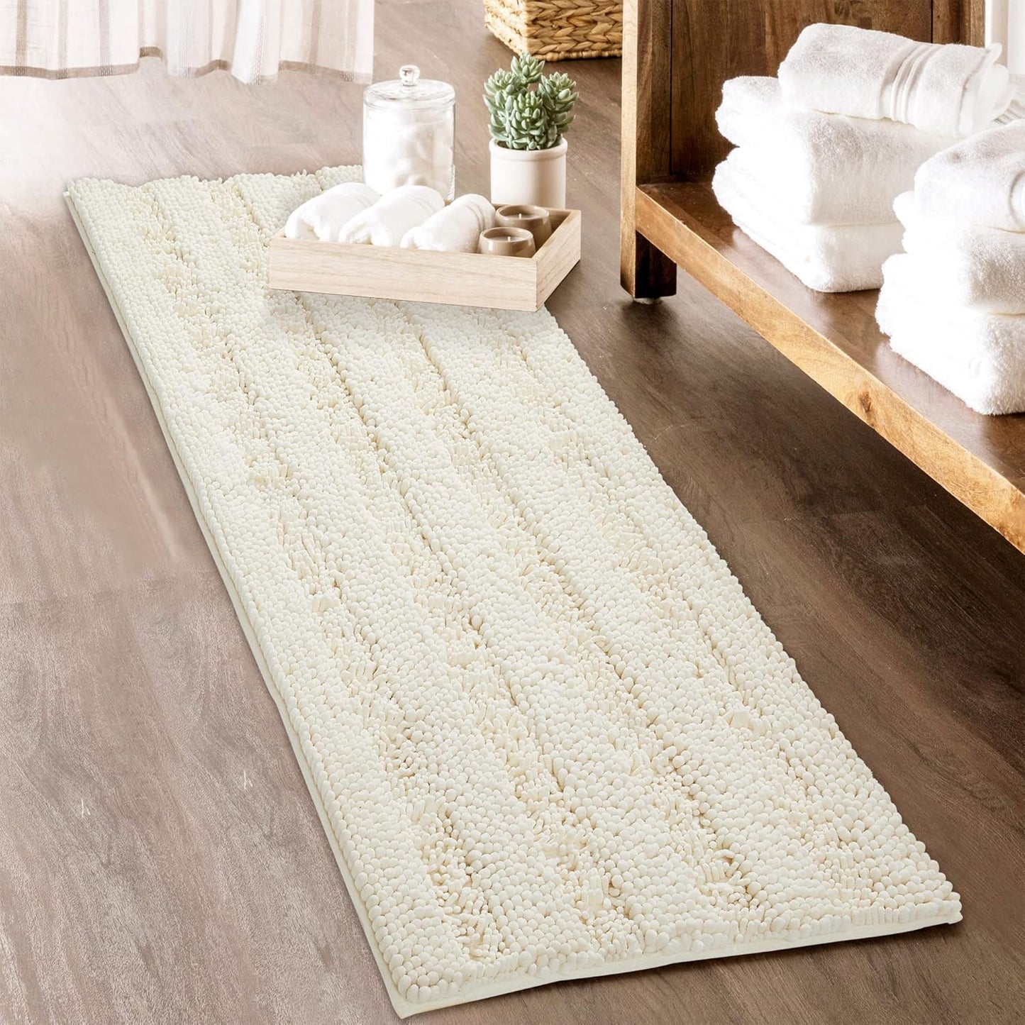 KGORGE Grey Bath Rugs - Soft Large Bathroom Rugs 60" x 24" Farmhouse Floor Cover Water Absorbent Bath Mat Shower Carpet for Toilet Door Way Kitchen Kids Baby, 1 Pc