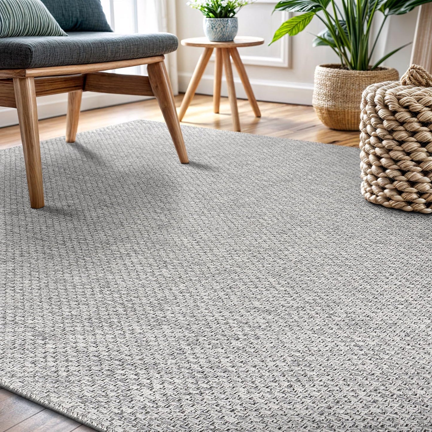 CAMILSON Easy Jute Rug 9x12, Indoor Outdoor Natural Color Fiber Area Rugs for Living Room Patio and Kitchen Rug, Sisal Boho Woven Design, Easy-Cleaning, Washable Outside Carpet Alfombras (9 x 12)