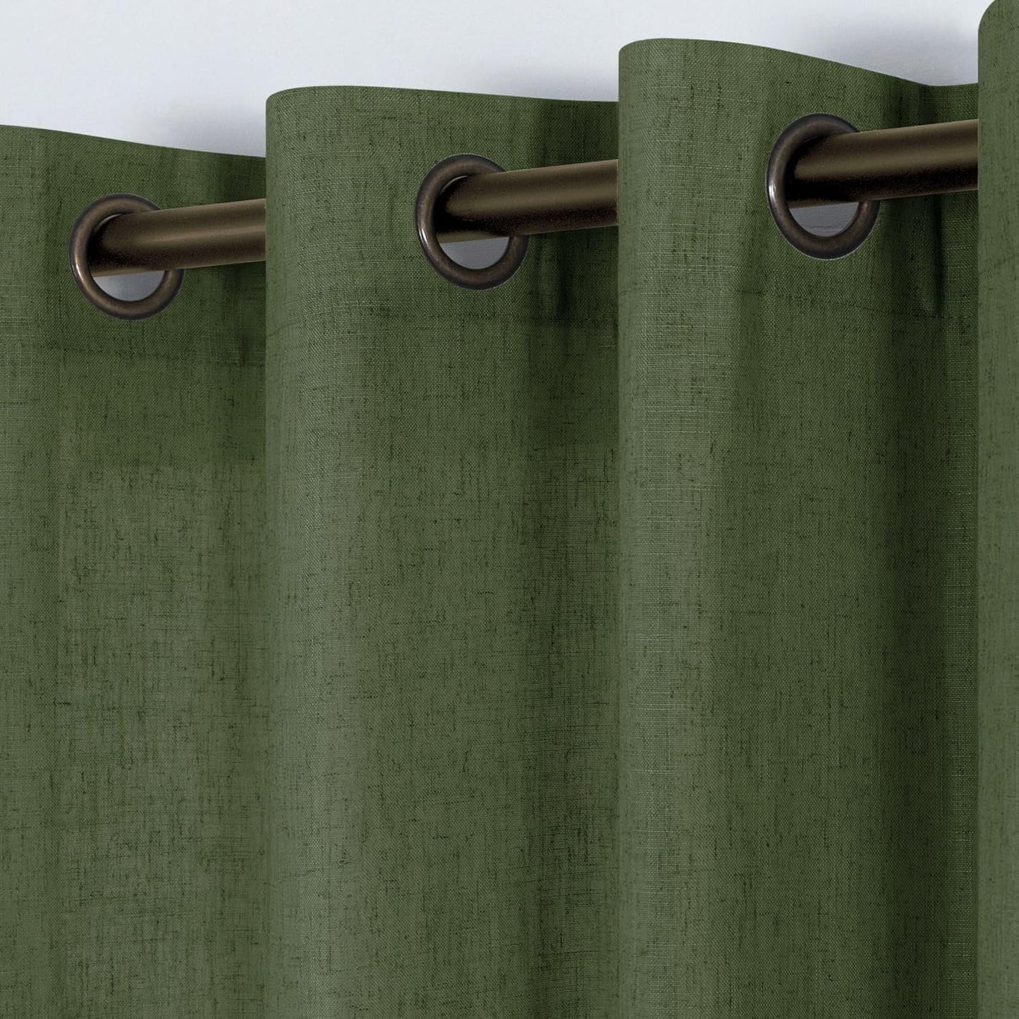 KOUFALL Beige Rustic Country Curtains for Living Room 84 Inches Long Flax Linen Bronze Grommet Tan Sand Color Solid Faux Linen Curtains for Bedroom Sliding Glass Patio Door 2 Panels