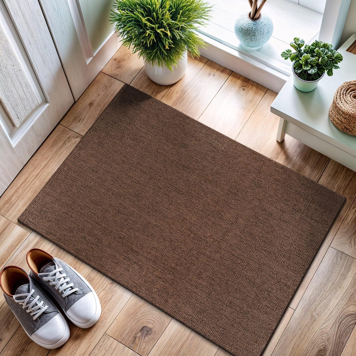 CAMILSON Easy Jute Rug 9x12, Indoor Outdoor Natural Color Fiber Area Rugs for Living Room Patio and Kitchen Rug, Sisal Boho Woven Design, Easy-Cleaning, Washable Outside Carpet Alfombras (9 x 12)