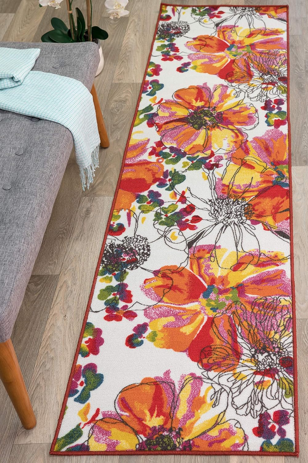 Rugshop Modern Bright Flowers Non-Slip (Non-Skid) Area Rug 8 x 10 (7' 10" x 10') Multi