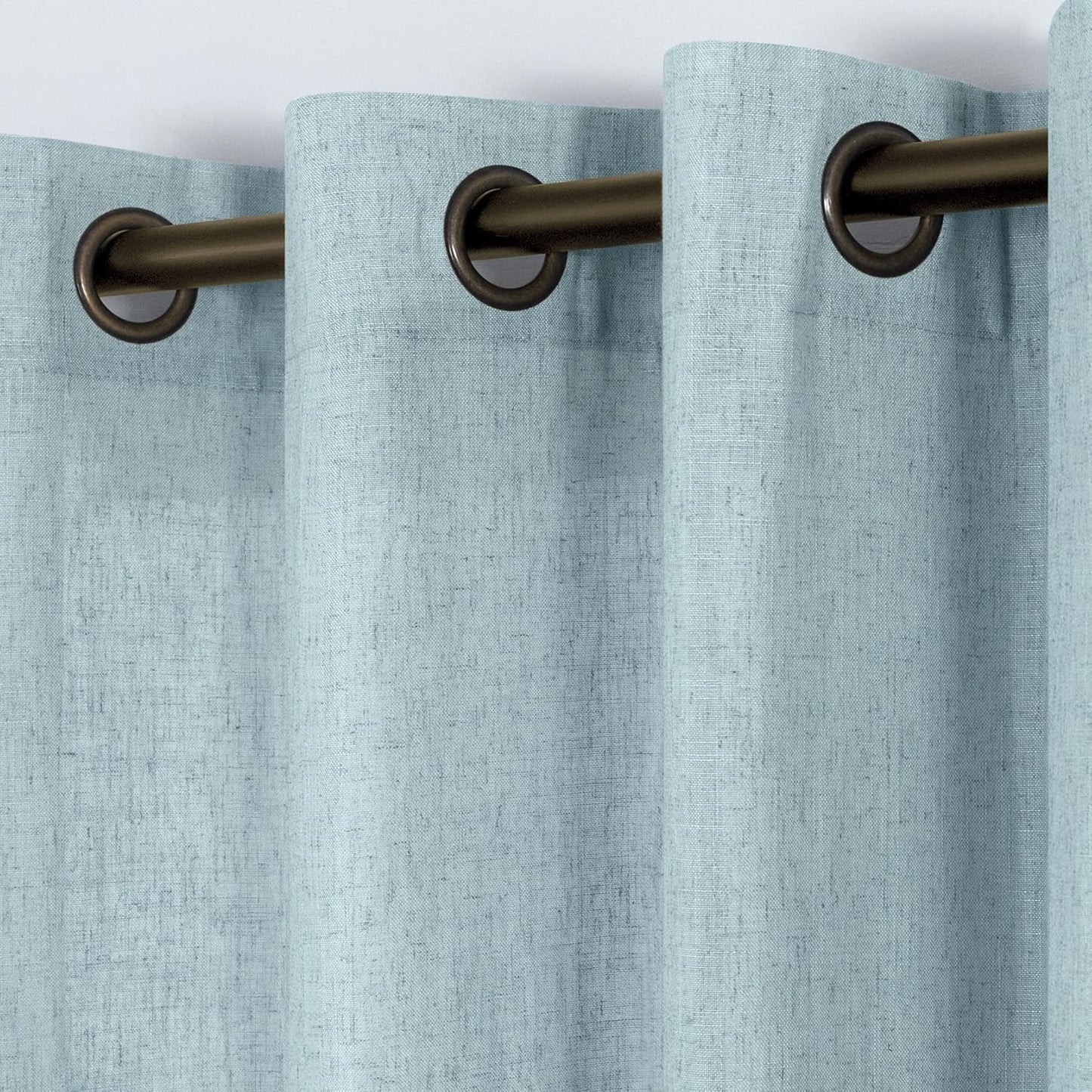 KOUFALL Beige Rustic Country Curtains for Living Room 84 Inches Long Flax Linen Bronze Grommet Tan Sand Color Solid Faux Linen Curtains for Bedroom Sliding Glass Patio Door 2 Panels