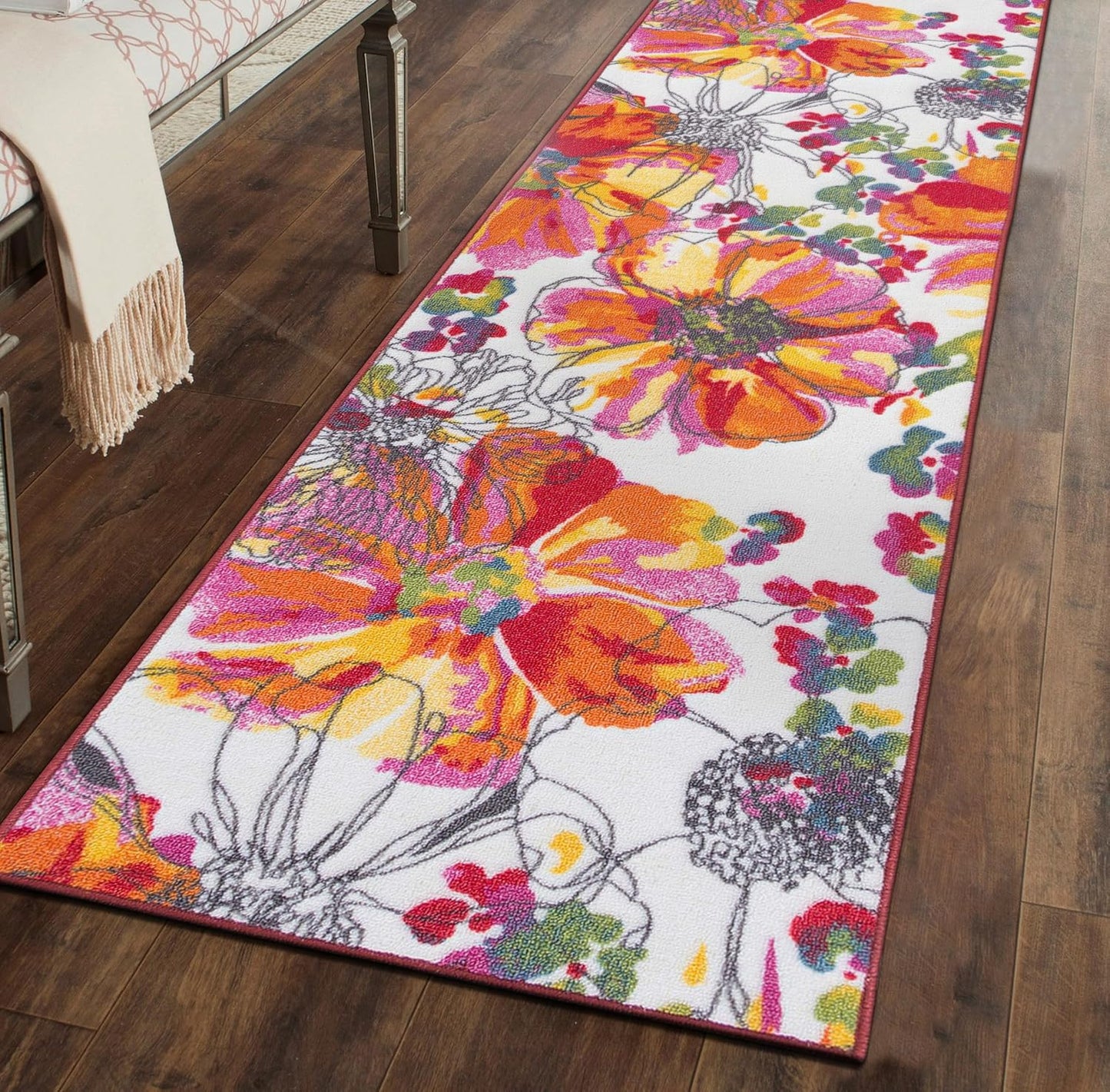 Rugshop Modern Bright Flowers Non-Slip (Non-Skid) Area Rug 8 x 10 (7' 10" x 10') Multi