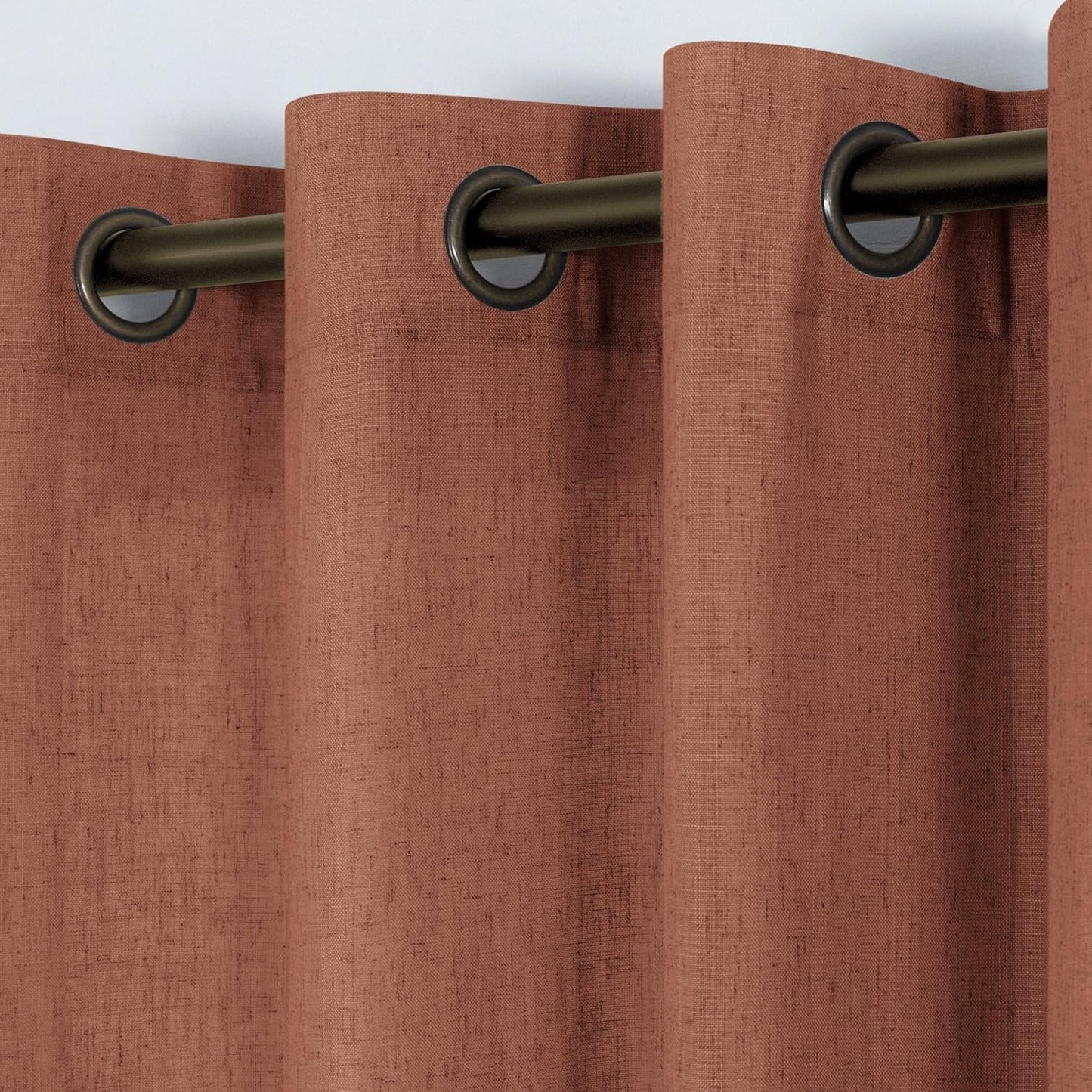 KOUFALL Beige Rustic Country Curtains for Living Room 84 Inches Long Flax Linen Bronze Grommet Tan Sand Color Solid Faux Linen Curtains for Bedroom Sliding Glass Patio Door 2 Panels