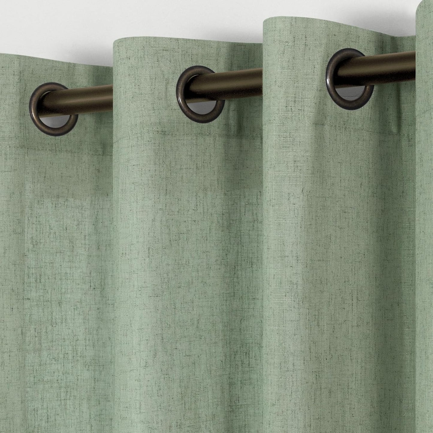 KOUFALL Beige Rustic Country Curtains for Living Room 84 Inches Long Flax Linen Bronze Grommet Tan Sand Color Solid Faux Linen Curtains for Bedroom Sliding Glass Patio Door 2 Panels