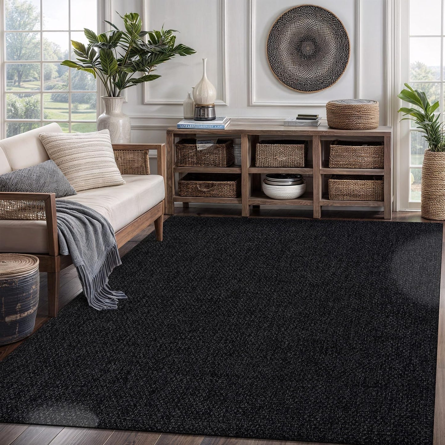 CAMILSON Easy Jute Rug 9x12, Indoor Outdoor Natural Color Fiber Area Rugs for Living Room Patio and Kitchen Rug, Sisal Boho Woven Design, Easy-Cleaning, Washable Outside Carpet Alfombras (9 x 12)