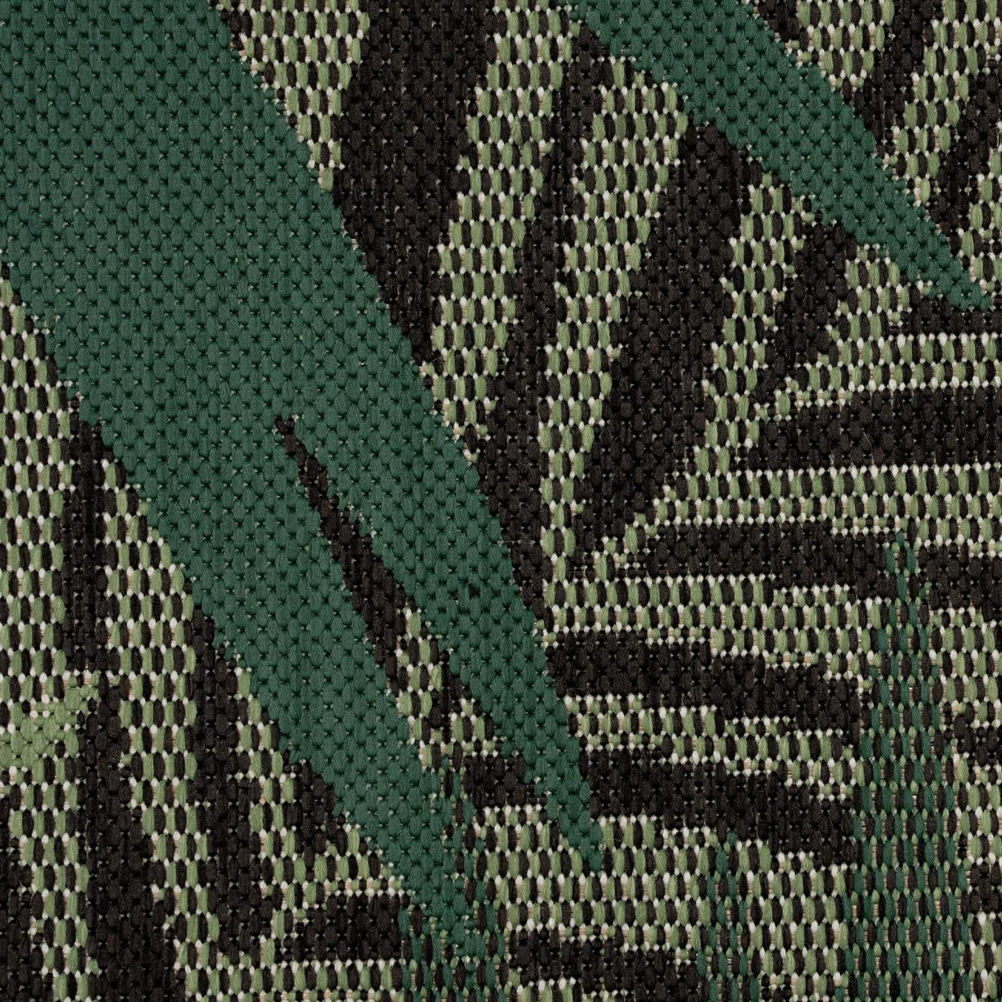 Indoor & Outdoor Rug Flat-Weave Jungle Floral Palm Trees Design Black Green, Size: 3'11" x 5'7"